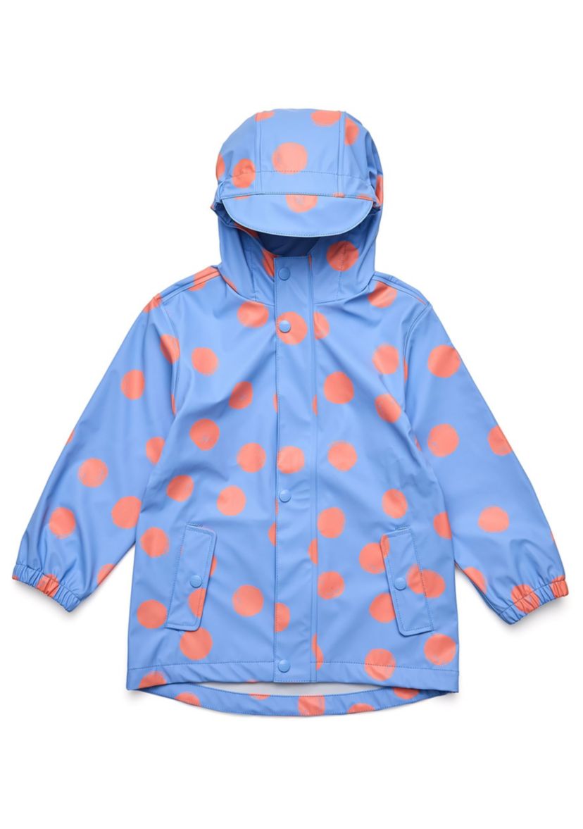 Girls 1 - 10 Cornflower Polka Dot Recycled Waterproof Raincoat