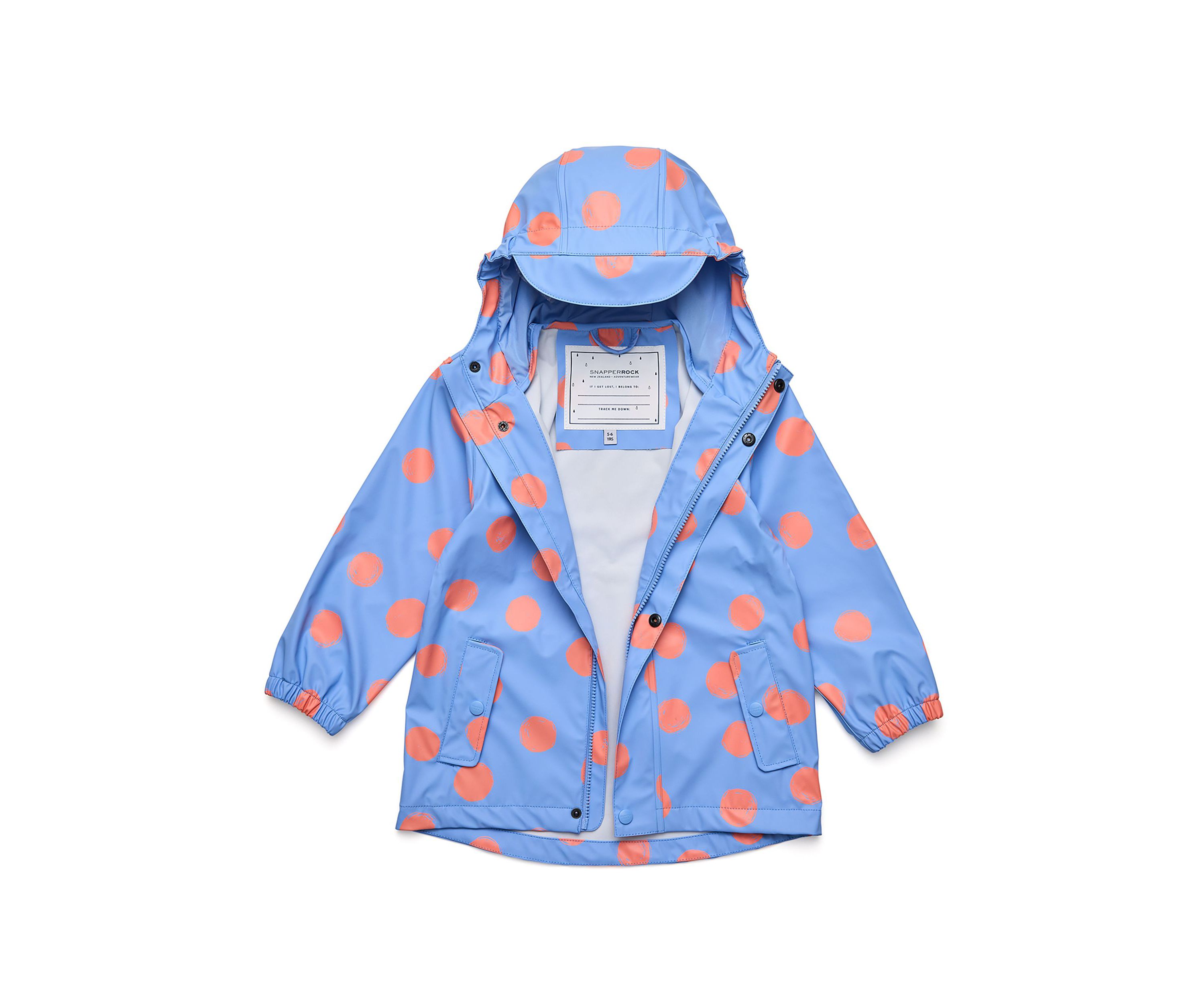 Girls 1 - 10 Cornflower Polka Dot Recycled Waterproof Raincoat