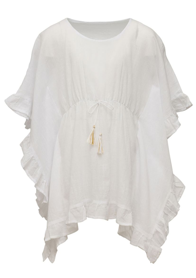 Girls 4 - 16 White Frilled Cover Up