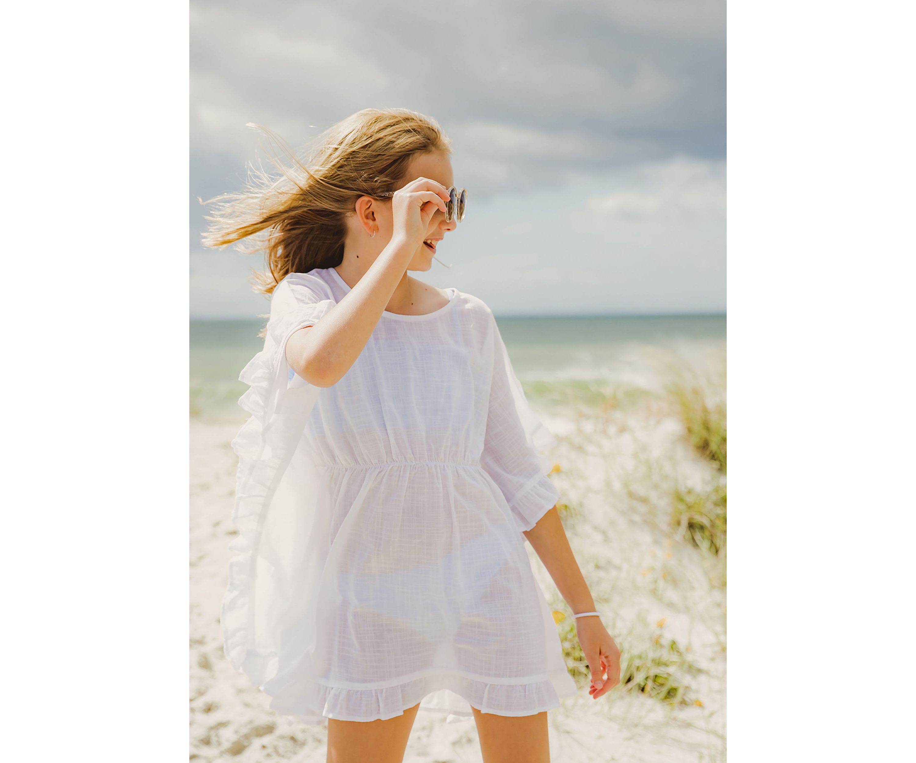 Girls 4 - 16 White Frilled Cover Up