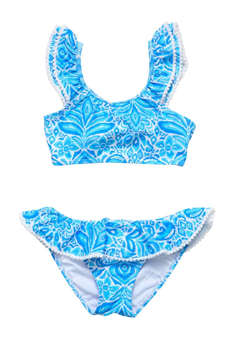 Santorini Blue Frill Crop Bikini