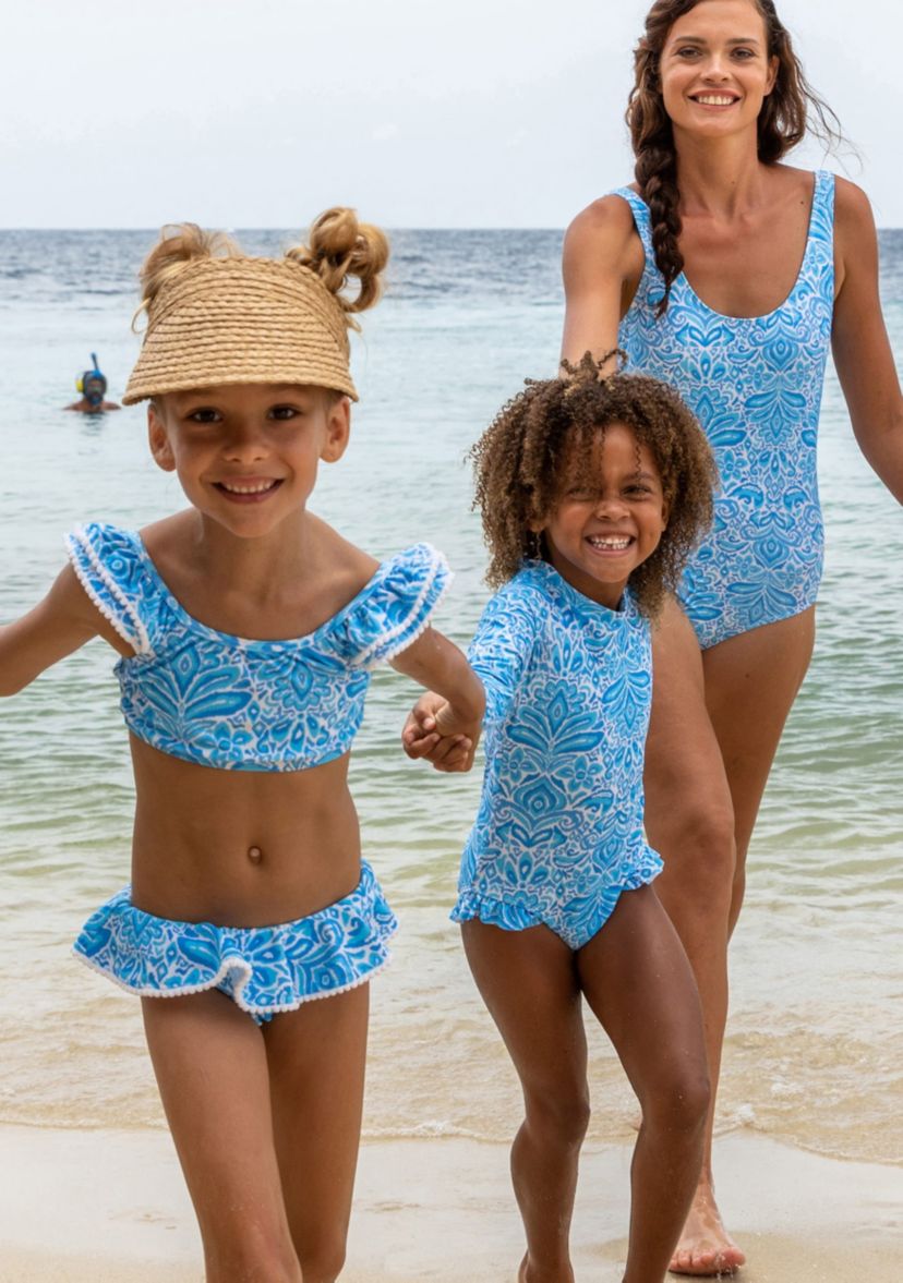Santorini Blue Frill Crop Bikini