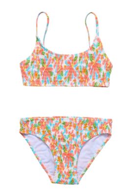 Snapper Rock Kids Hawaiian Luau Sustainable Shirred Bikini