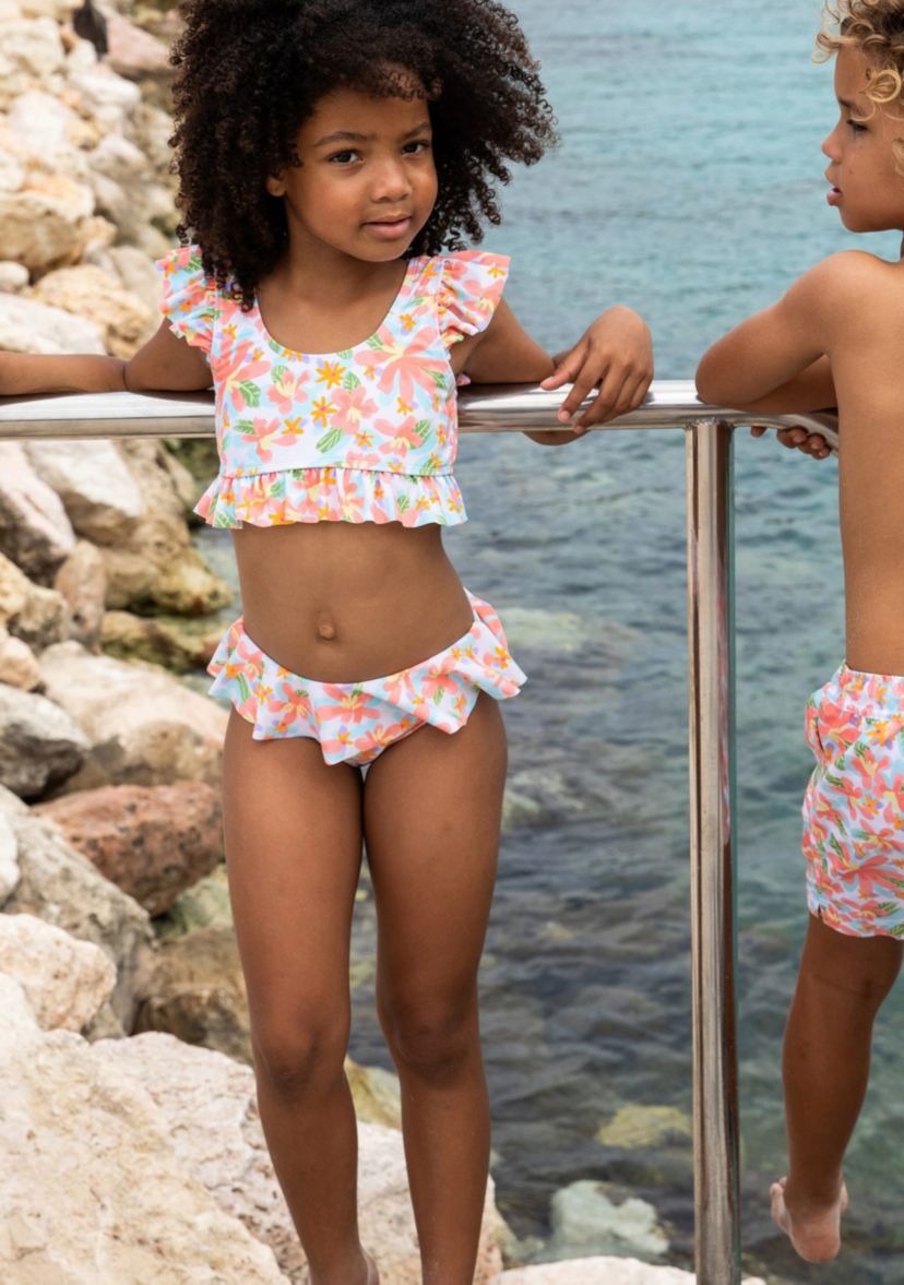 Hawaiian Luau Sustainable Frilled Crop Bikini