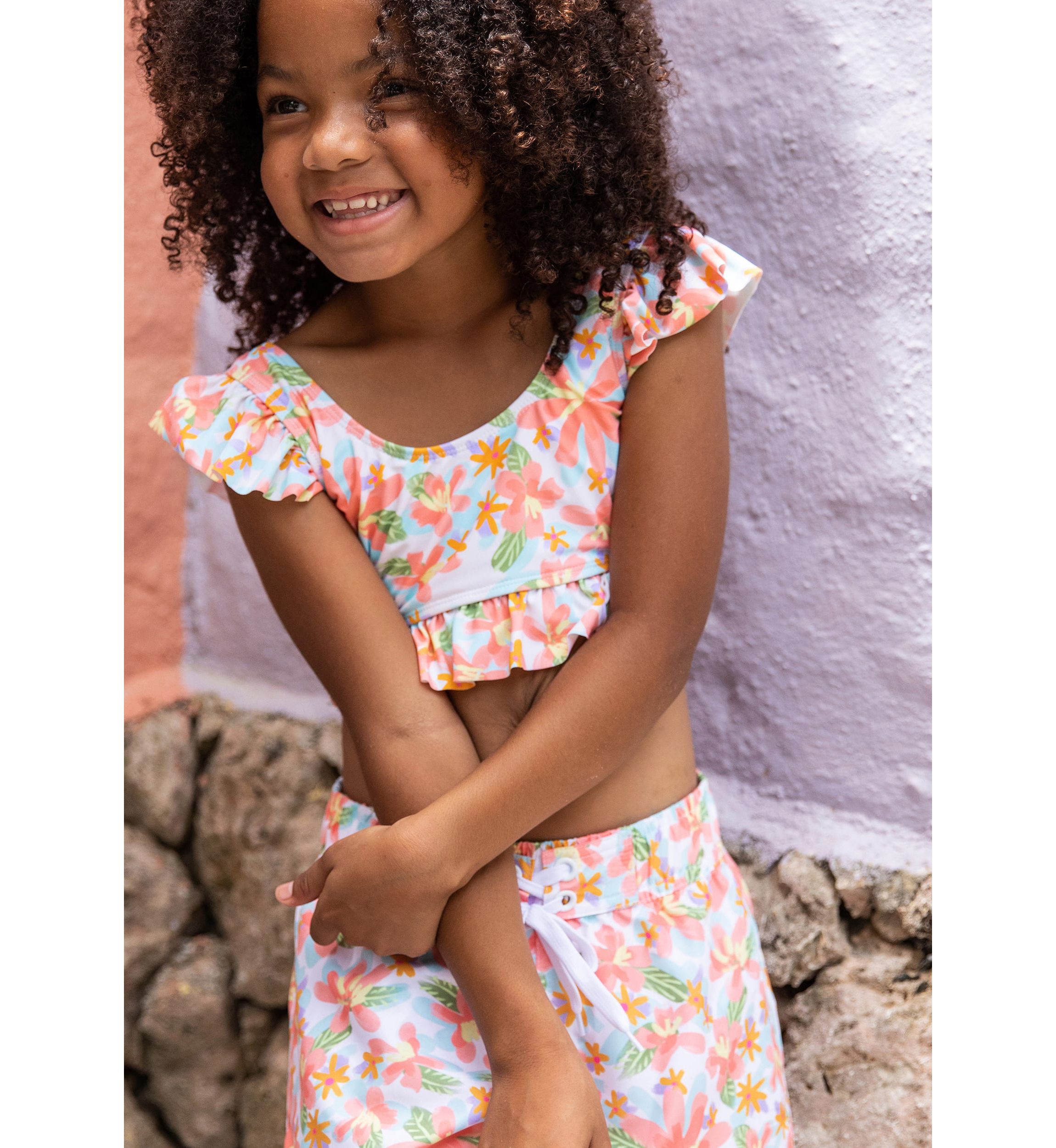 Hawaiian Luau Sustainable Frilled Crop Bikini