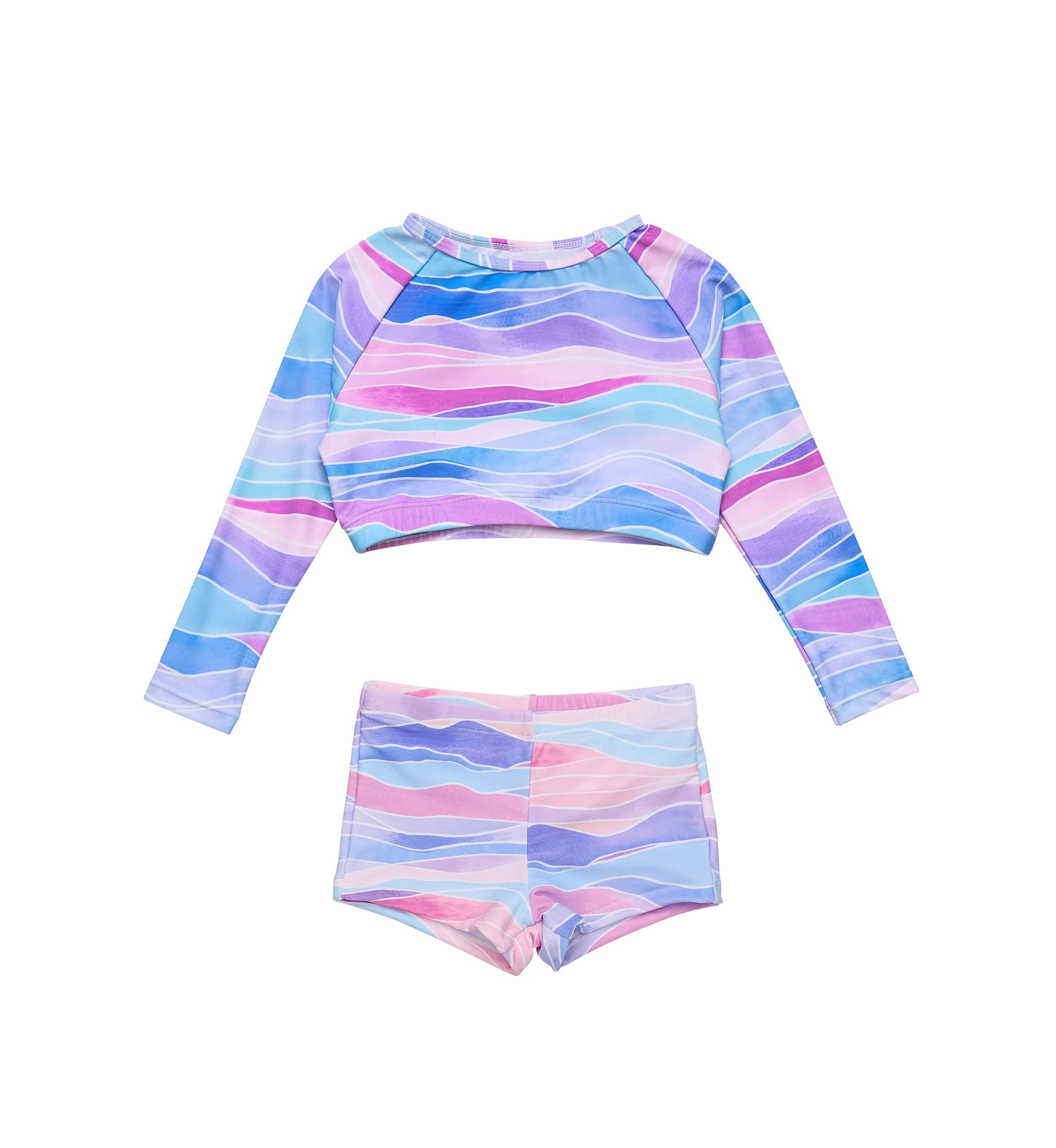 Water Hues Crop LS Rash Top Set