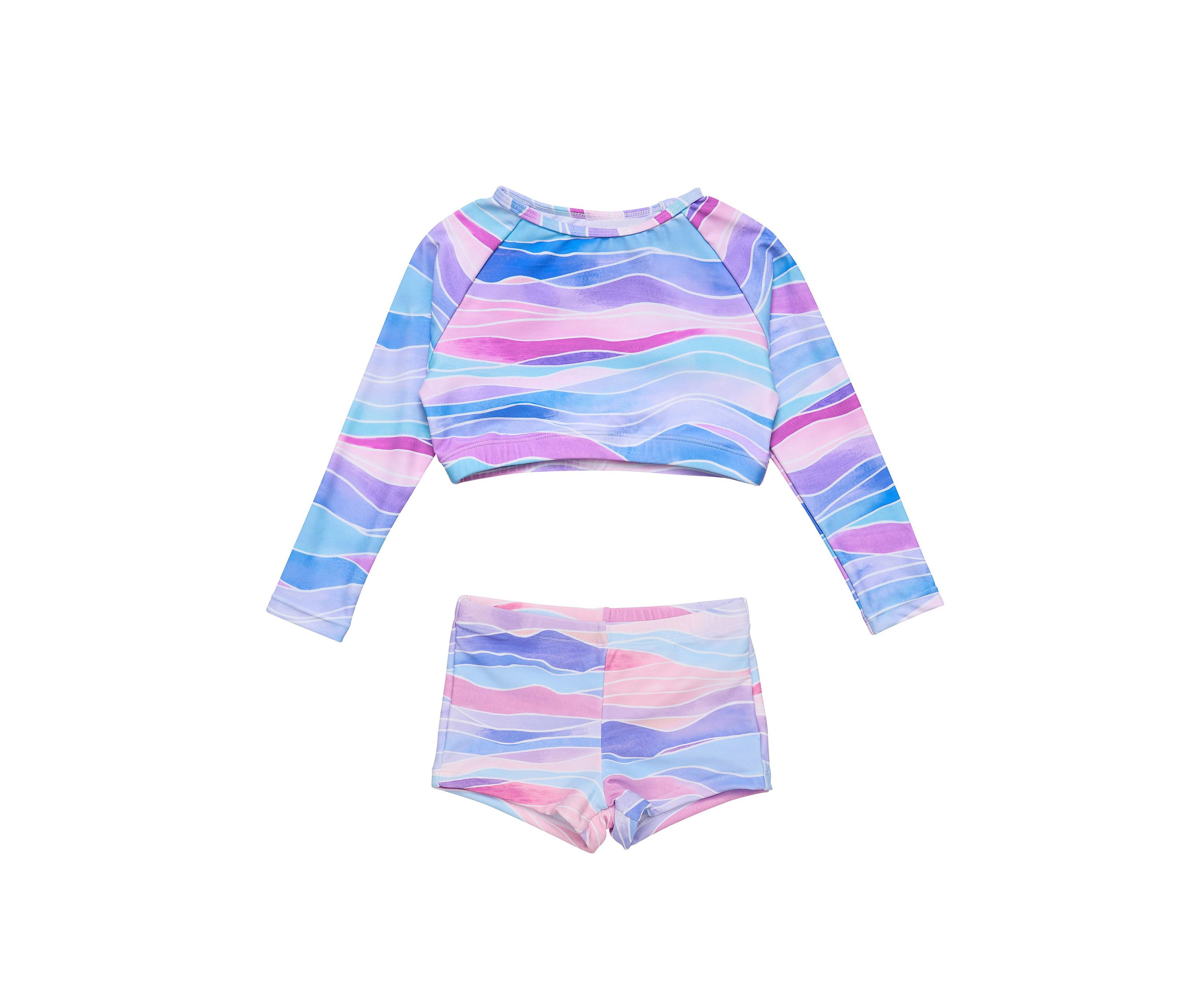 Water Hues Crop LS Rash Top Set