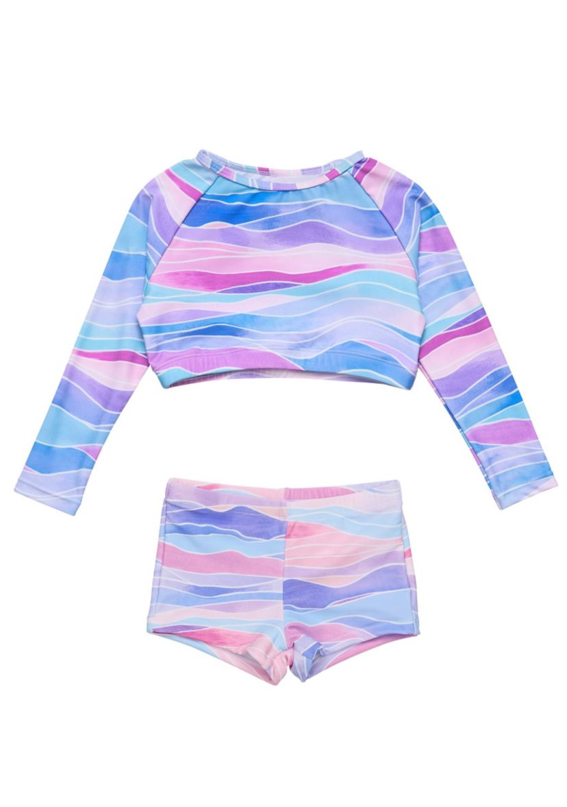 Water Hues Crop LS Rash Top Set