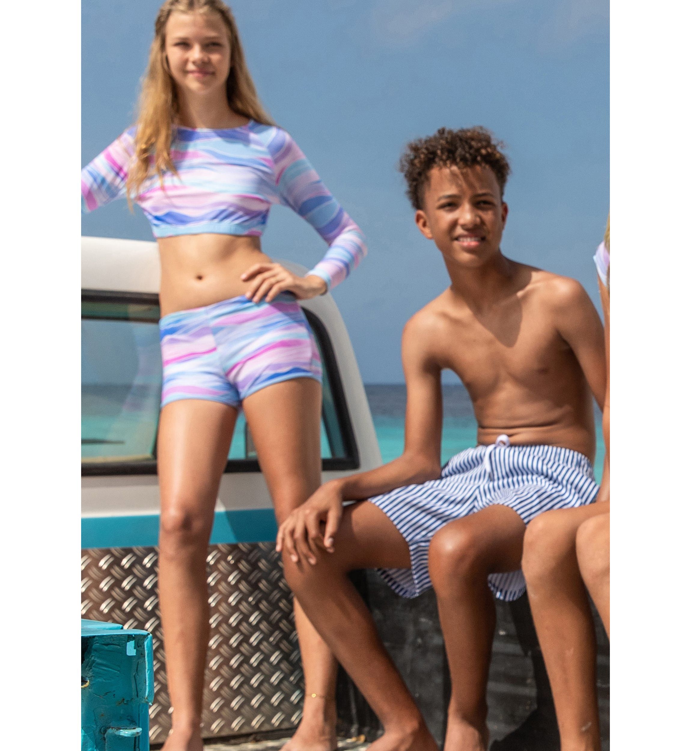 Water Hues Crop LS Rash Top Set
