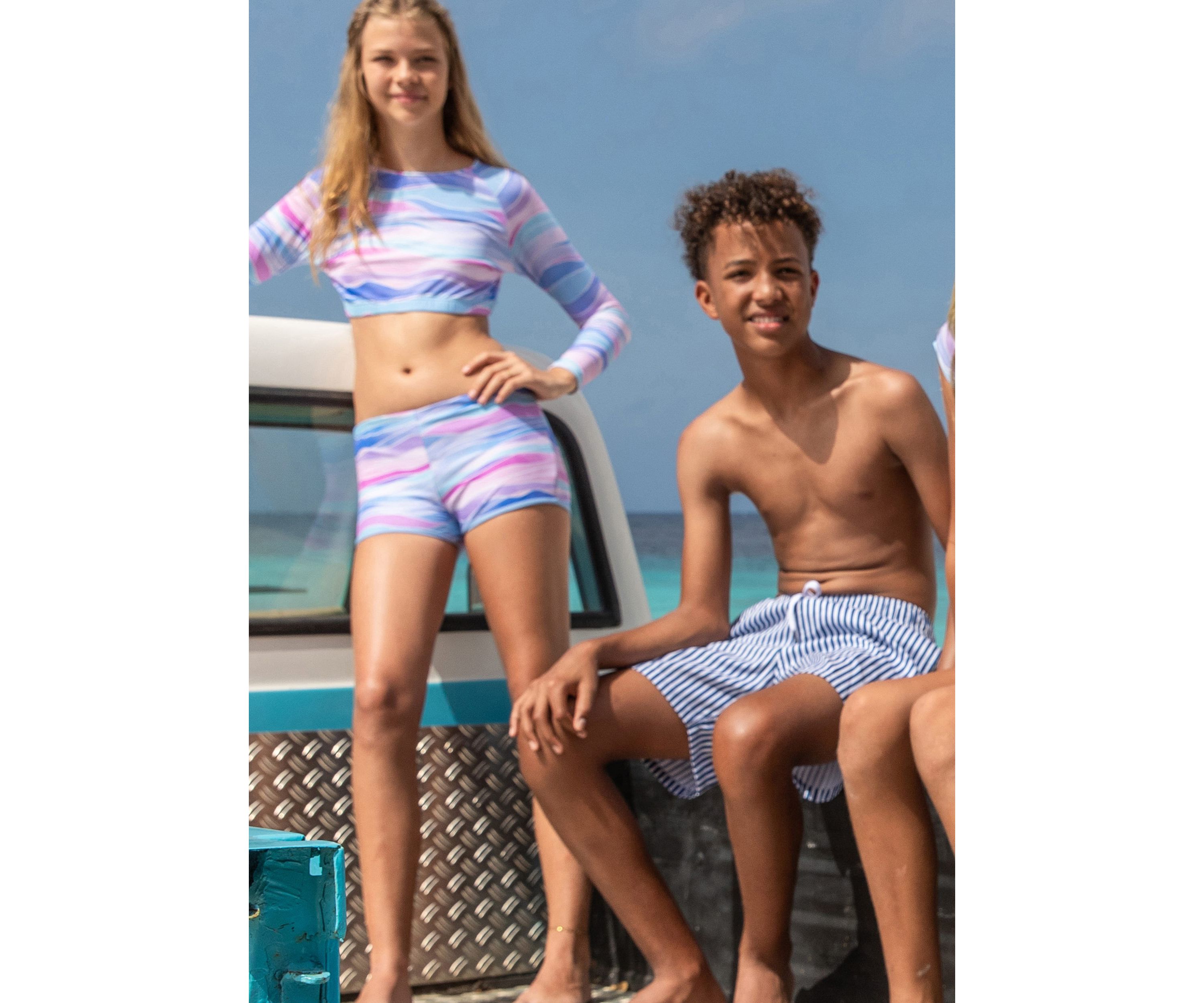 Water Hues Crop LS Rash Top Set