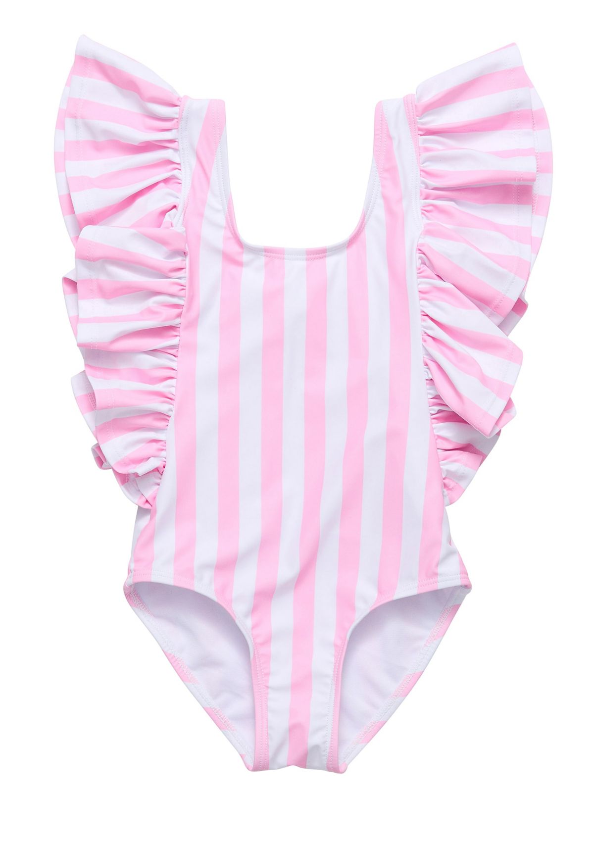 Pink Stripe Wide Frill Swimsuit