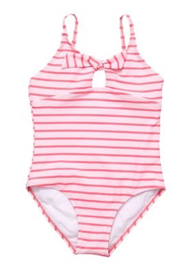 Coral Stripe Sustainable Bow Swimsuit