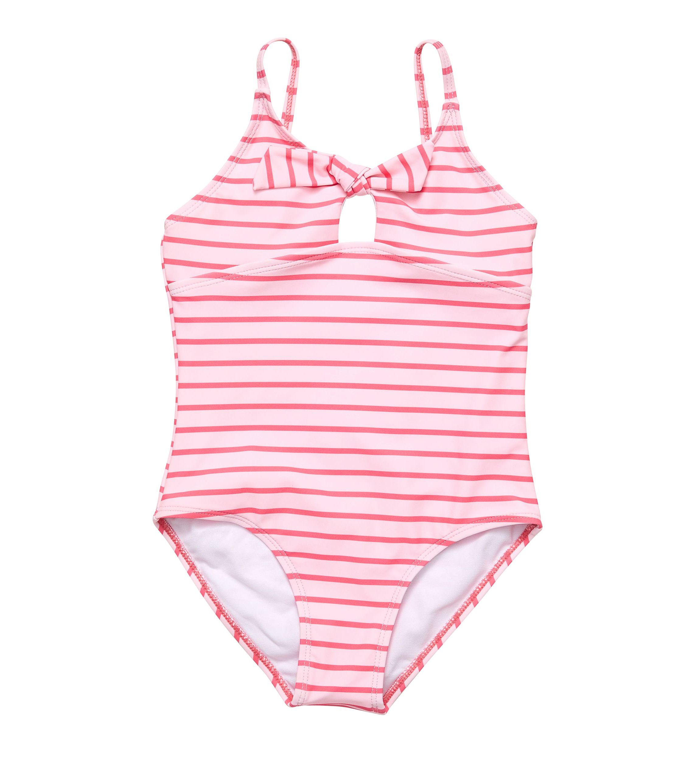 Coral Stripe Sustainable Bow Swimsuit