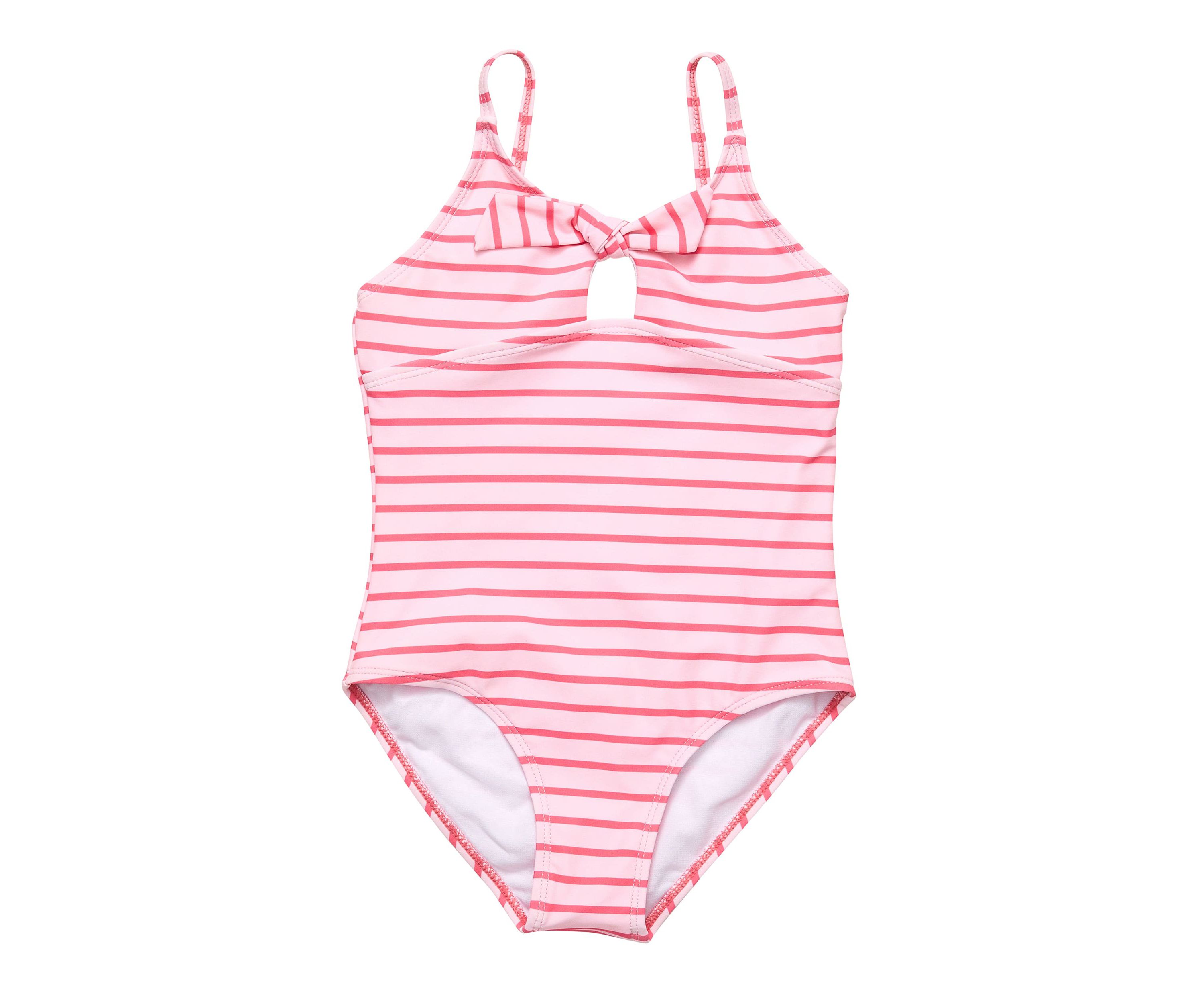 Coral Stripe Sustainable Bow Swimsuit