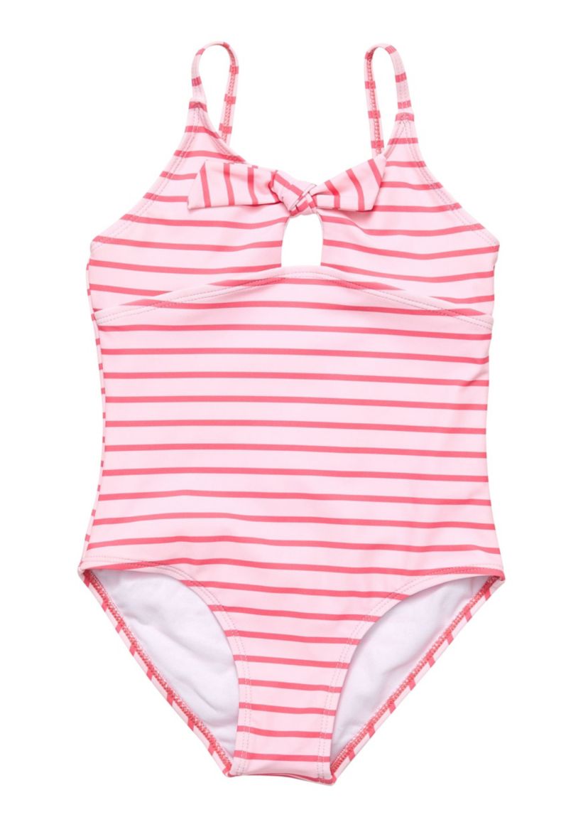 Coral Stripe Sustainable Bow Swimsuit