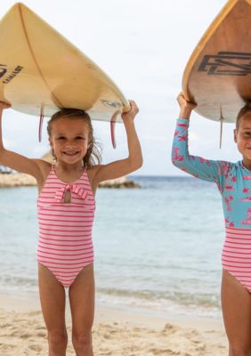 Coral Stripe Sustainable Bow Swimsuit