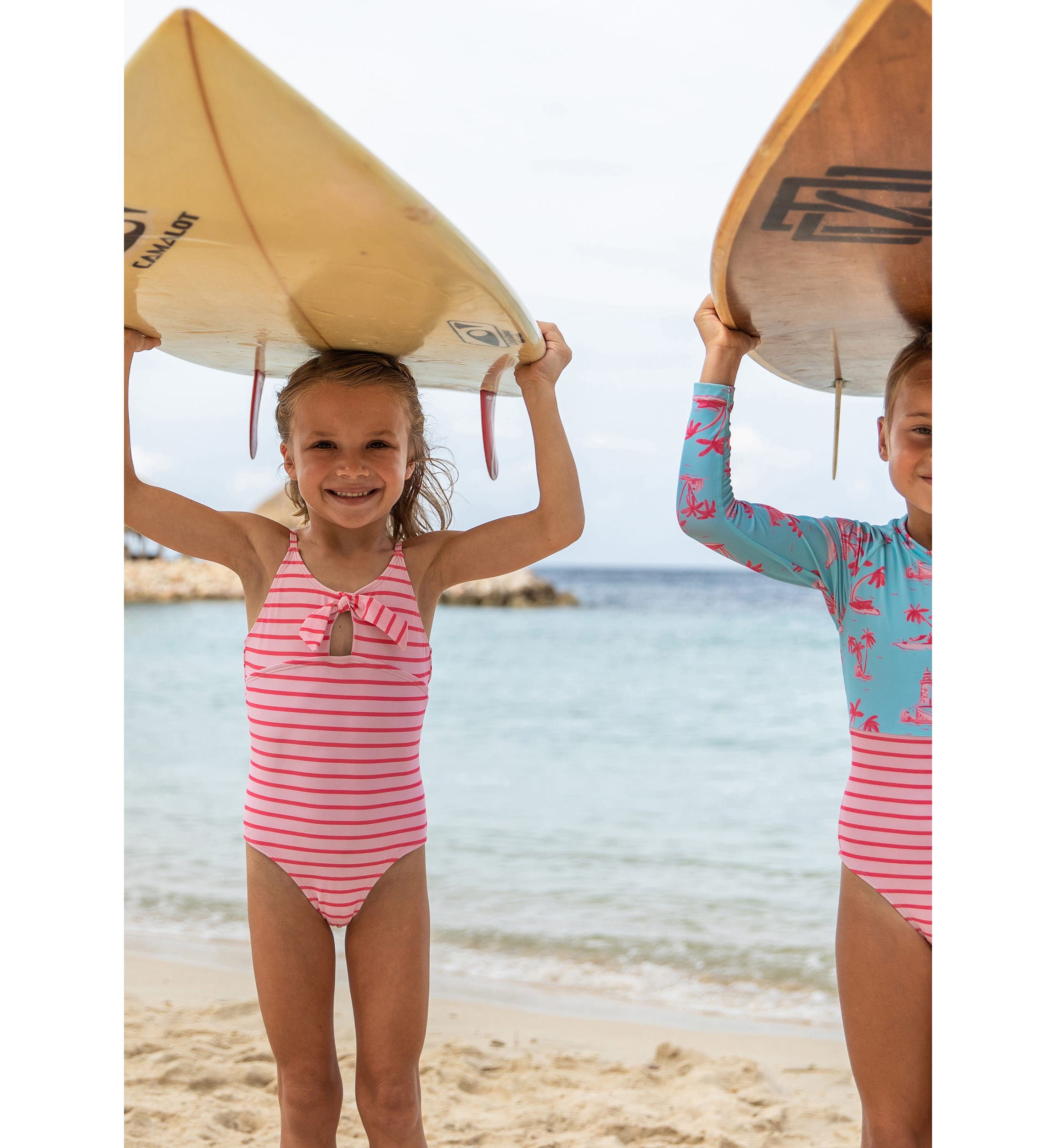Coral Stripe Sustainable Bow Swimsuit