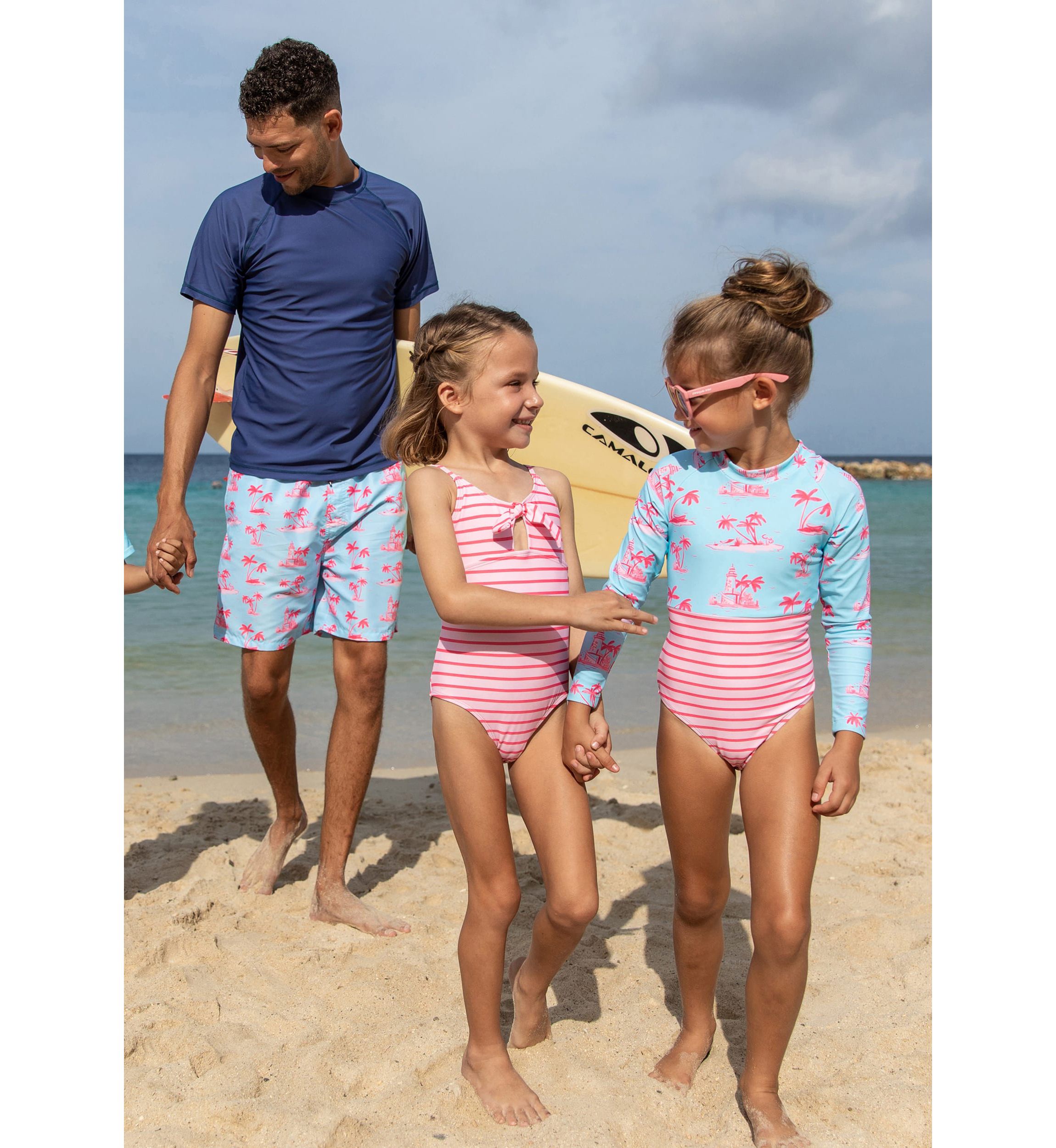 Coral Stripe Sustainable Bow Swimsuit