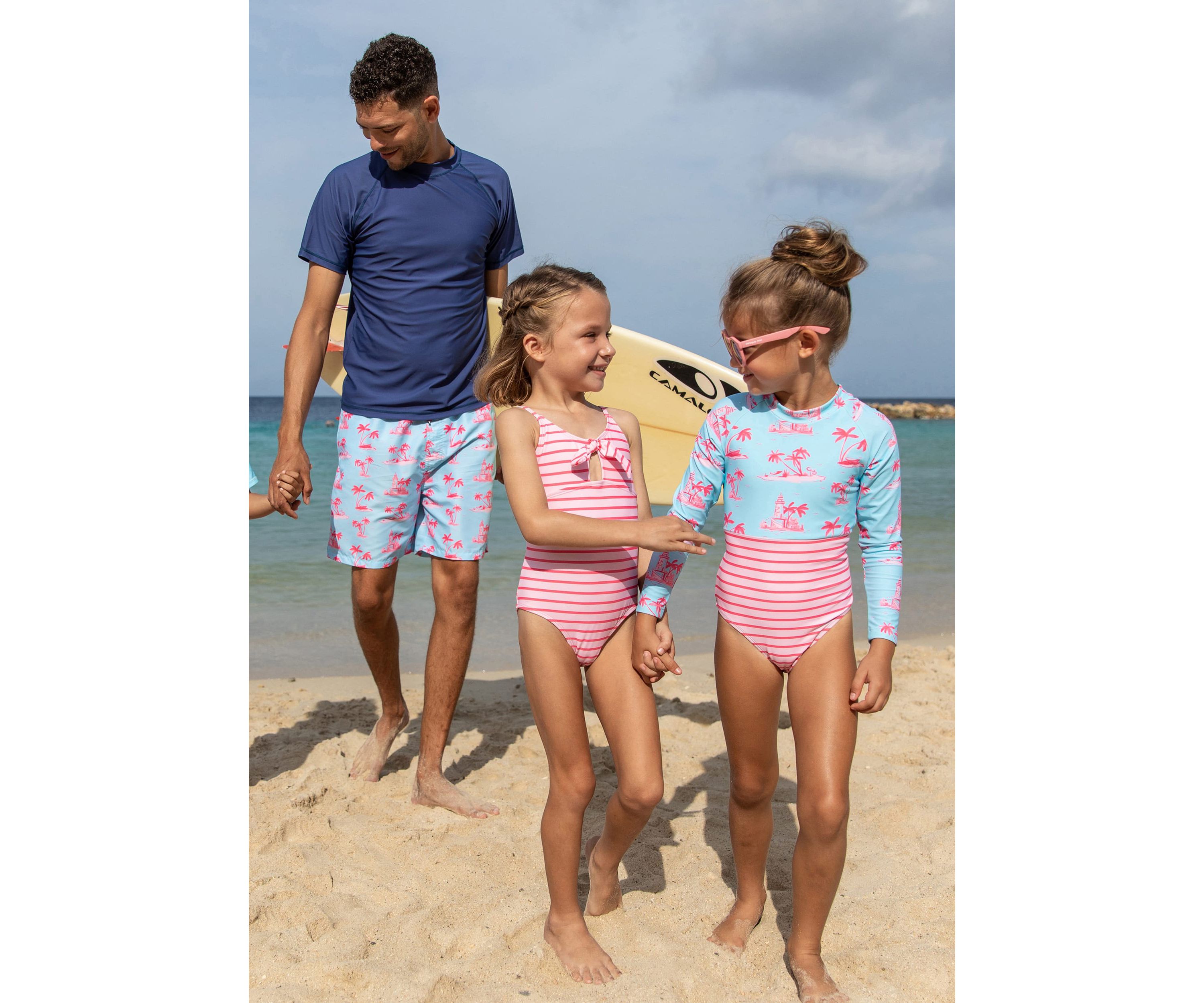 Coral Stripe Sustainable Bow Swimsuit