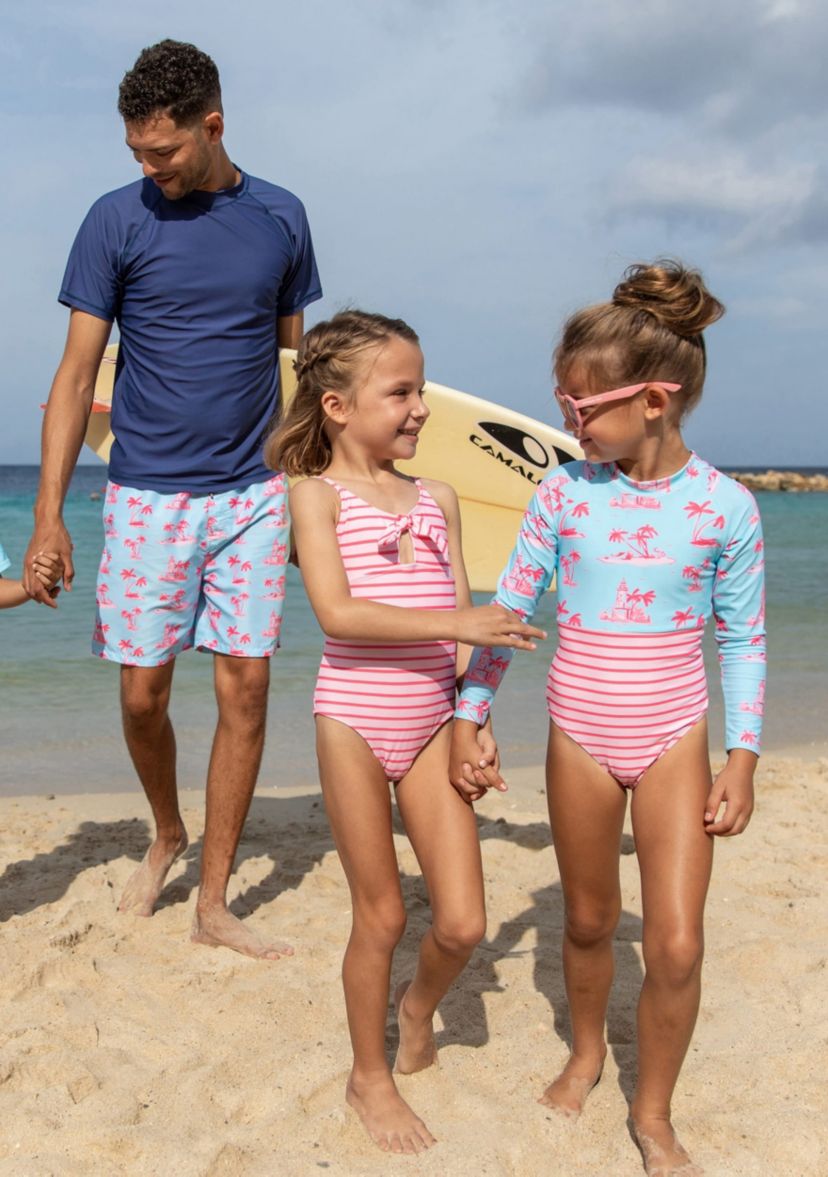 Coral Stripe Sustainable Bow Swimsuit