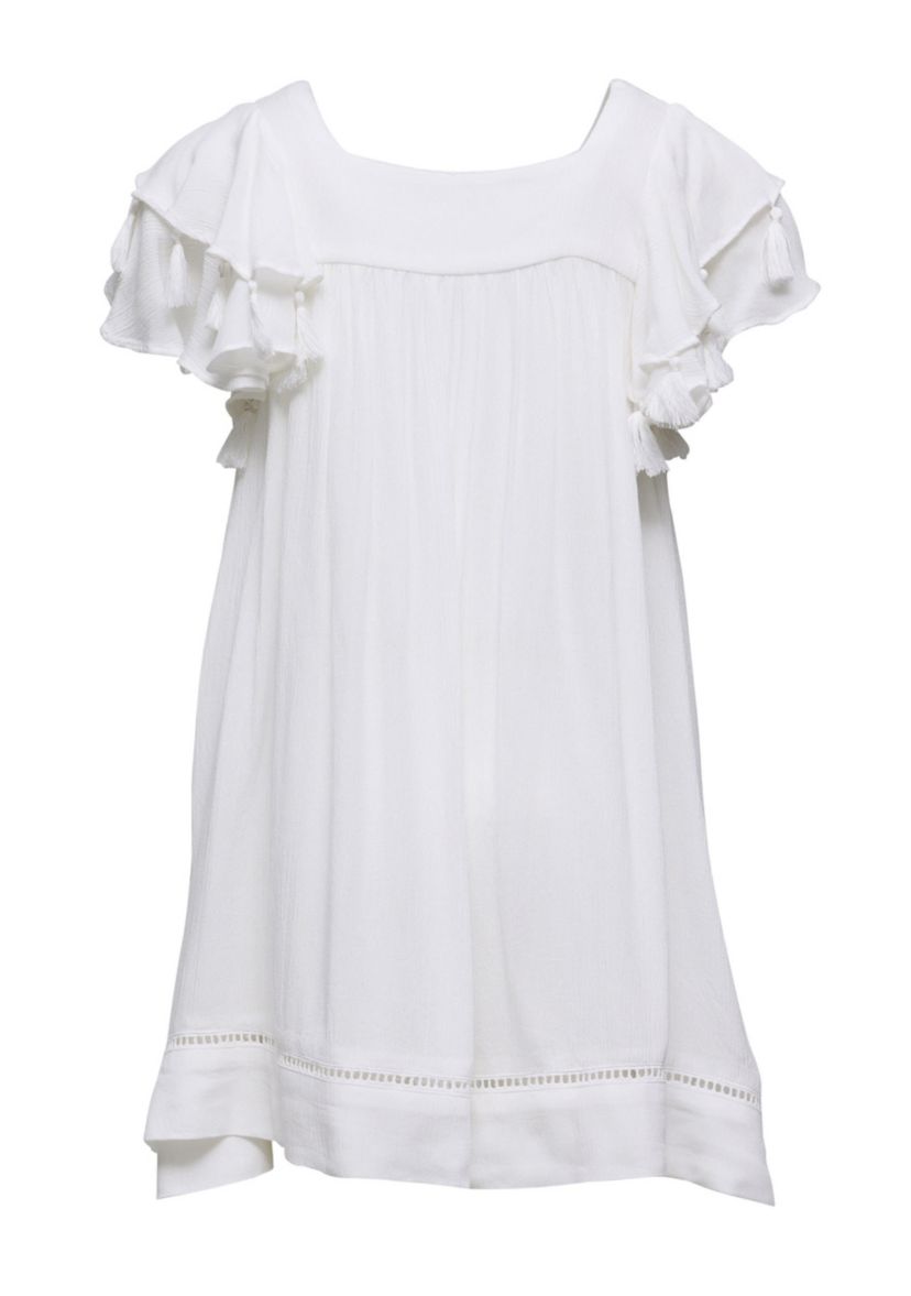 White Tassel Time Beach Dress