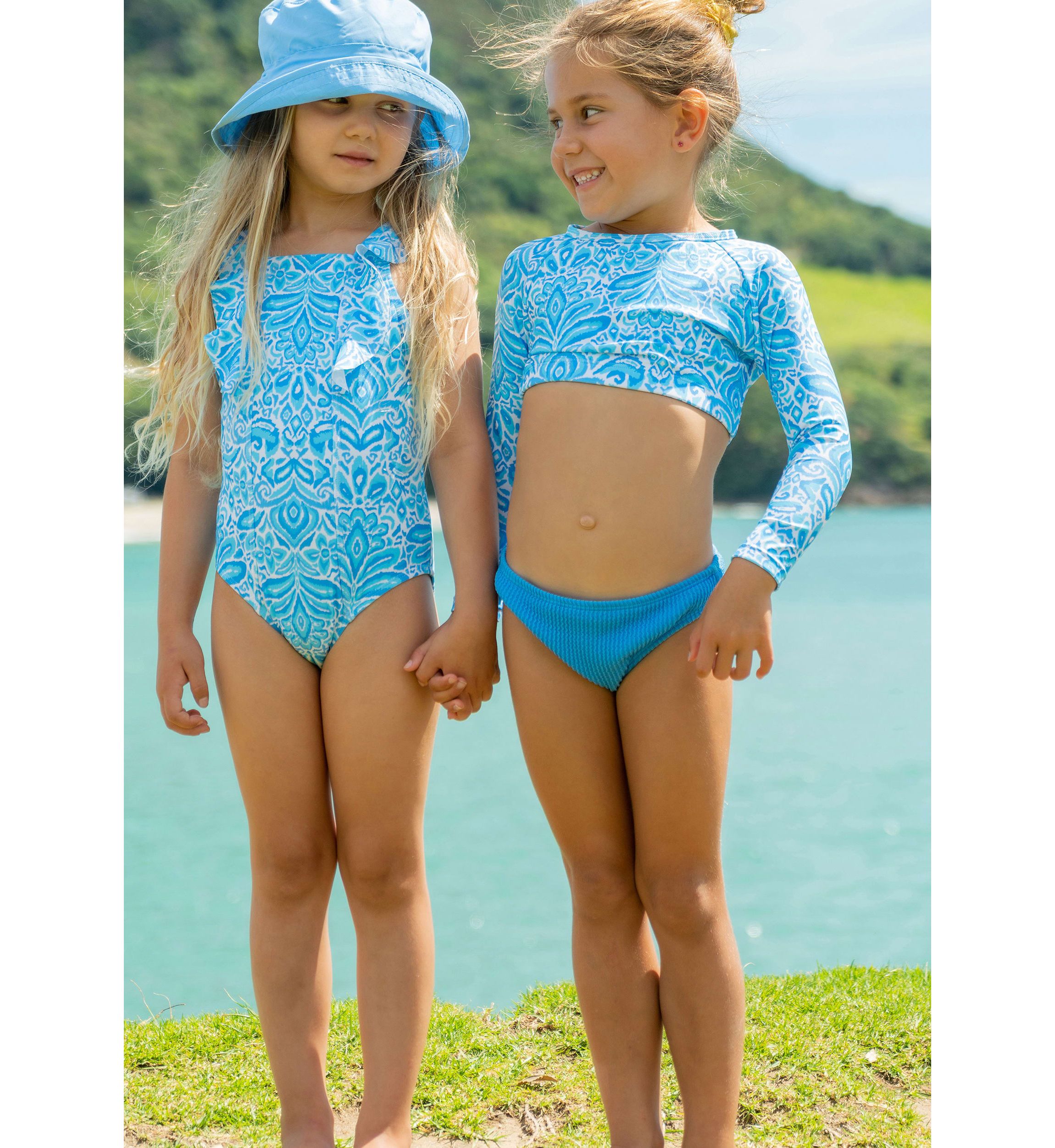 Santorini Blue Crop LS Rash Set