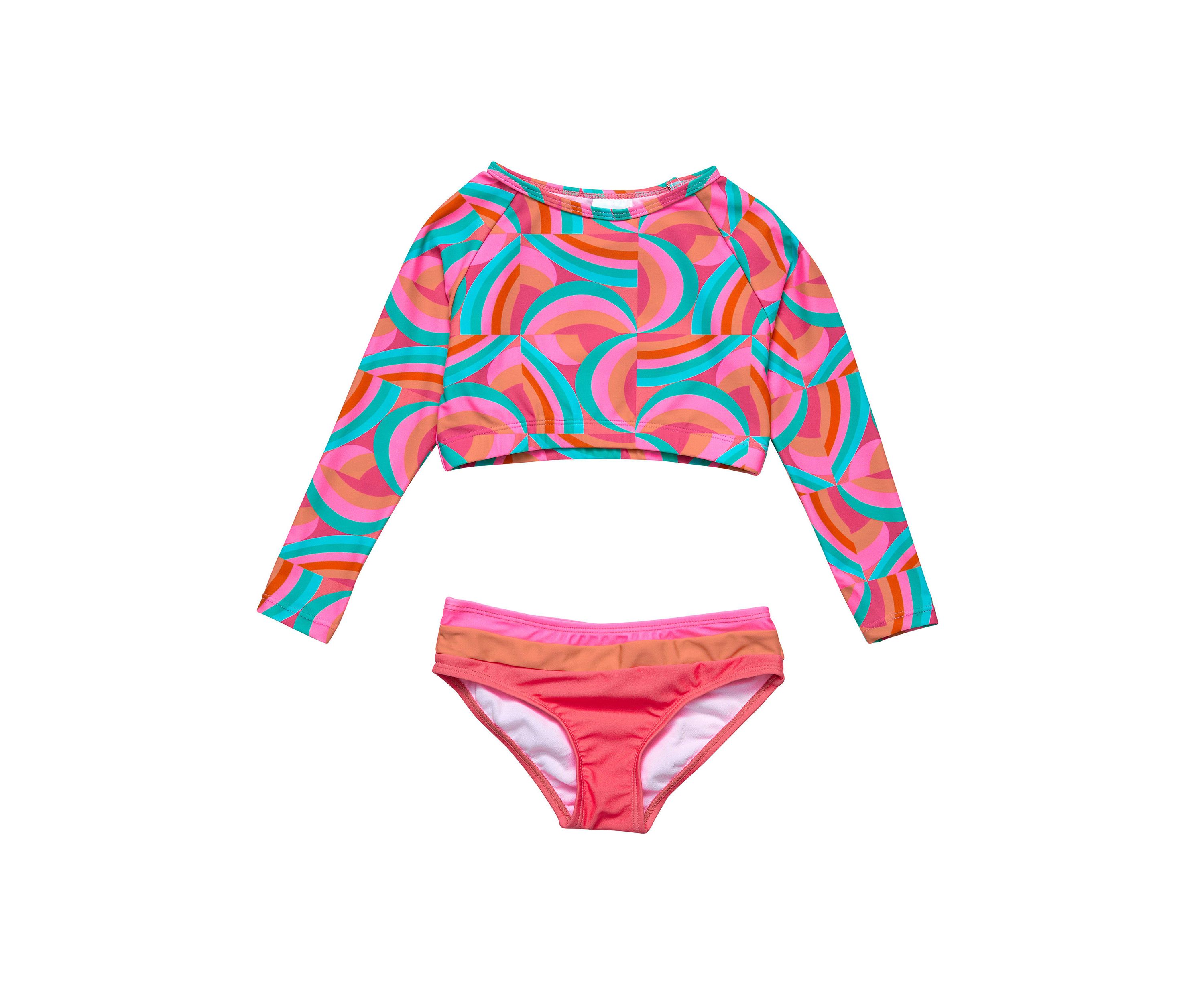 Geo Melon Sustainable Crop LS Rash Top Set