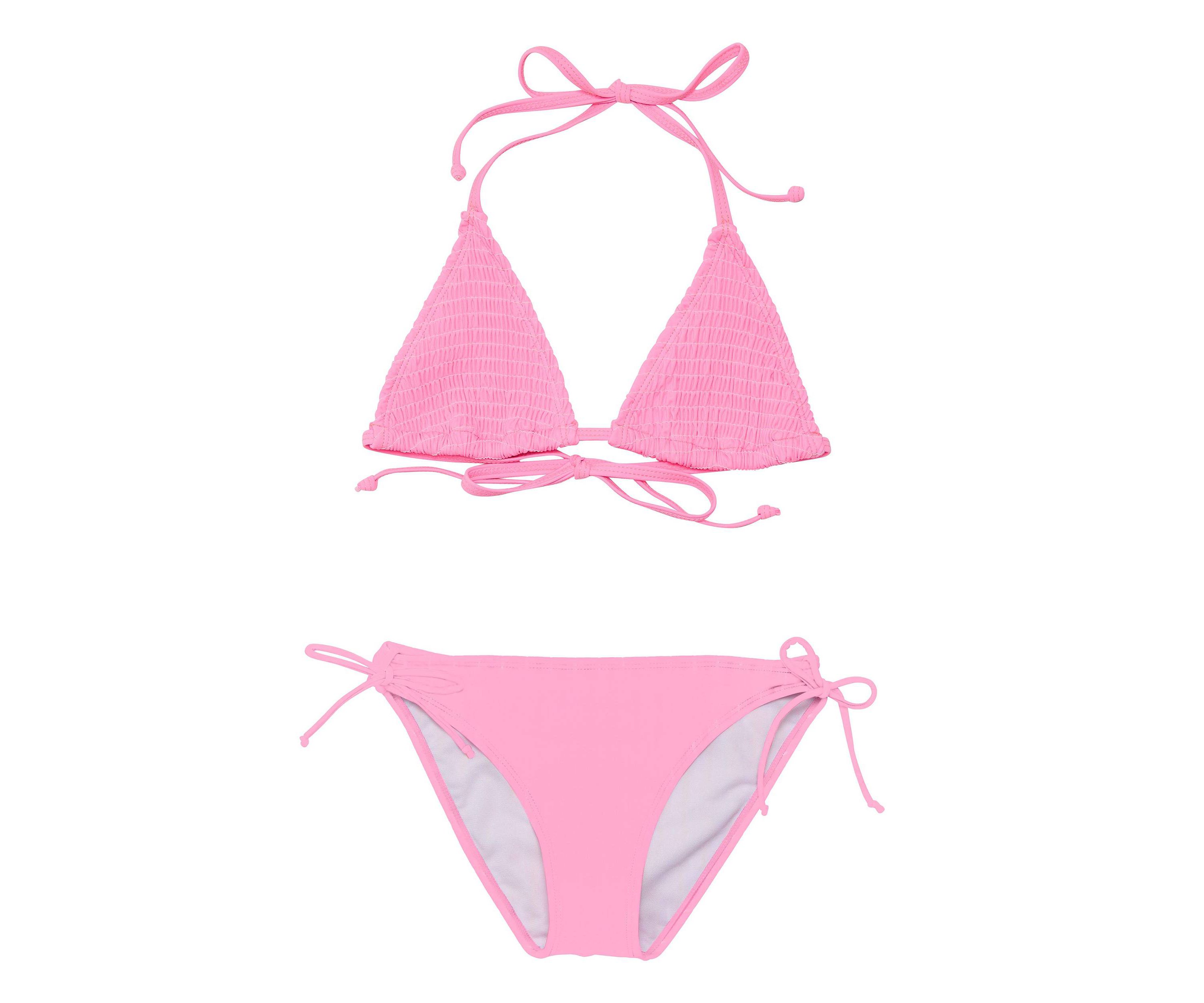 Pink Shirred Triangle Bikini