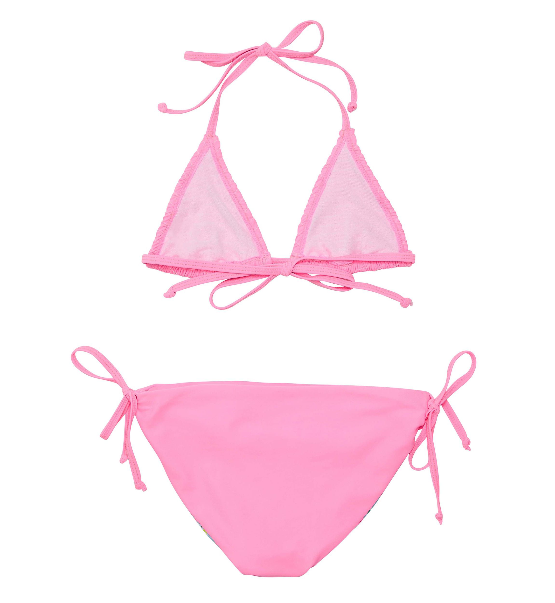 Pink Shirred Triangle Bikini