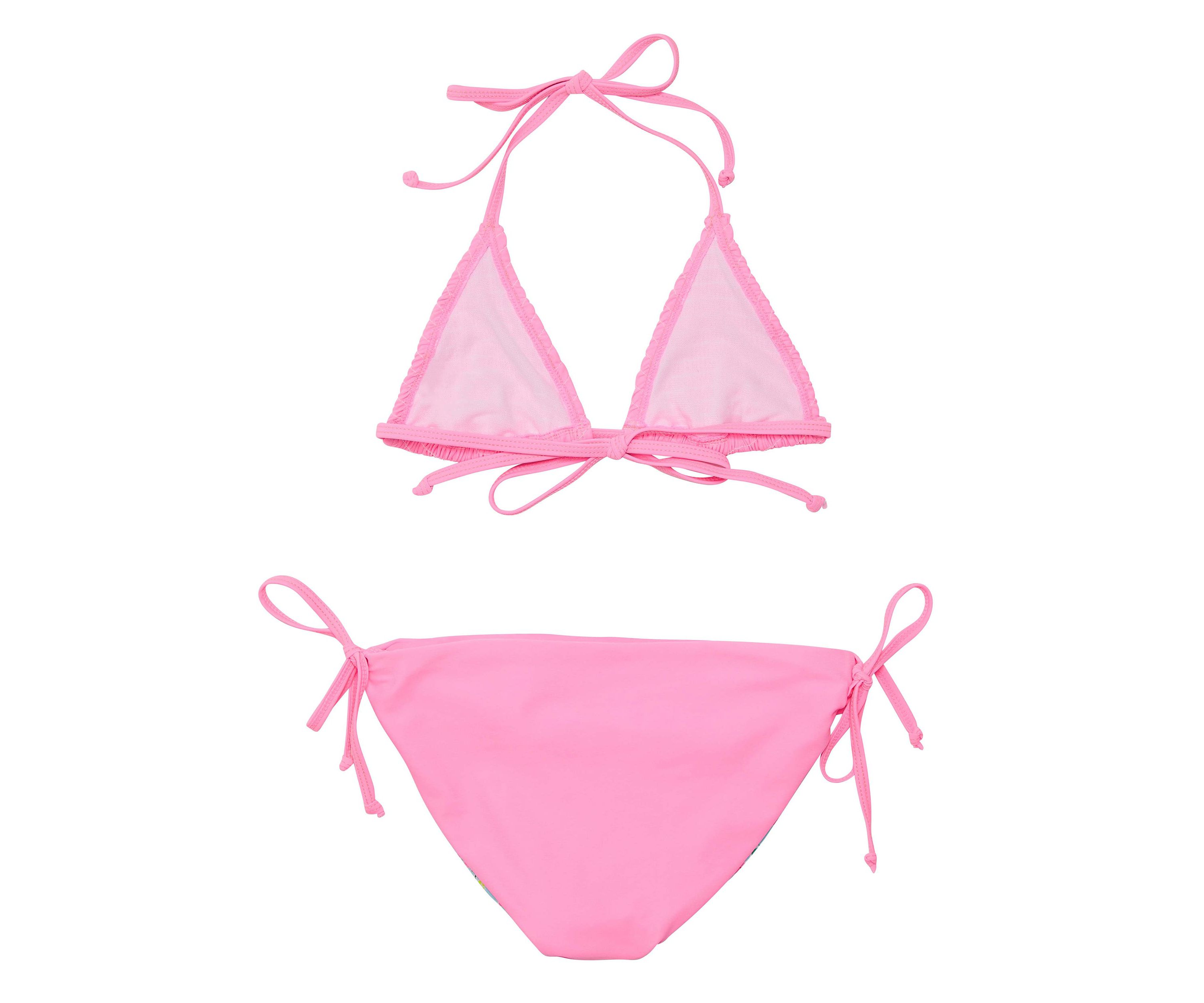 Pink Shirred Triangle Bikini