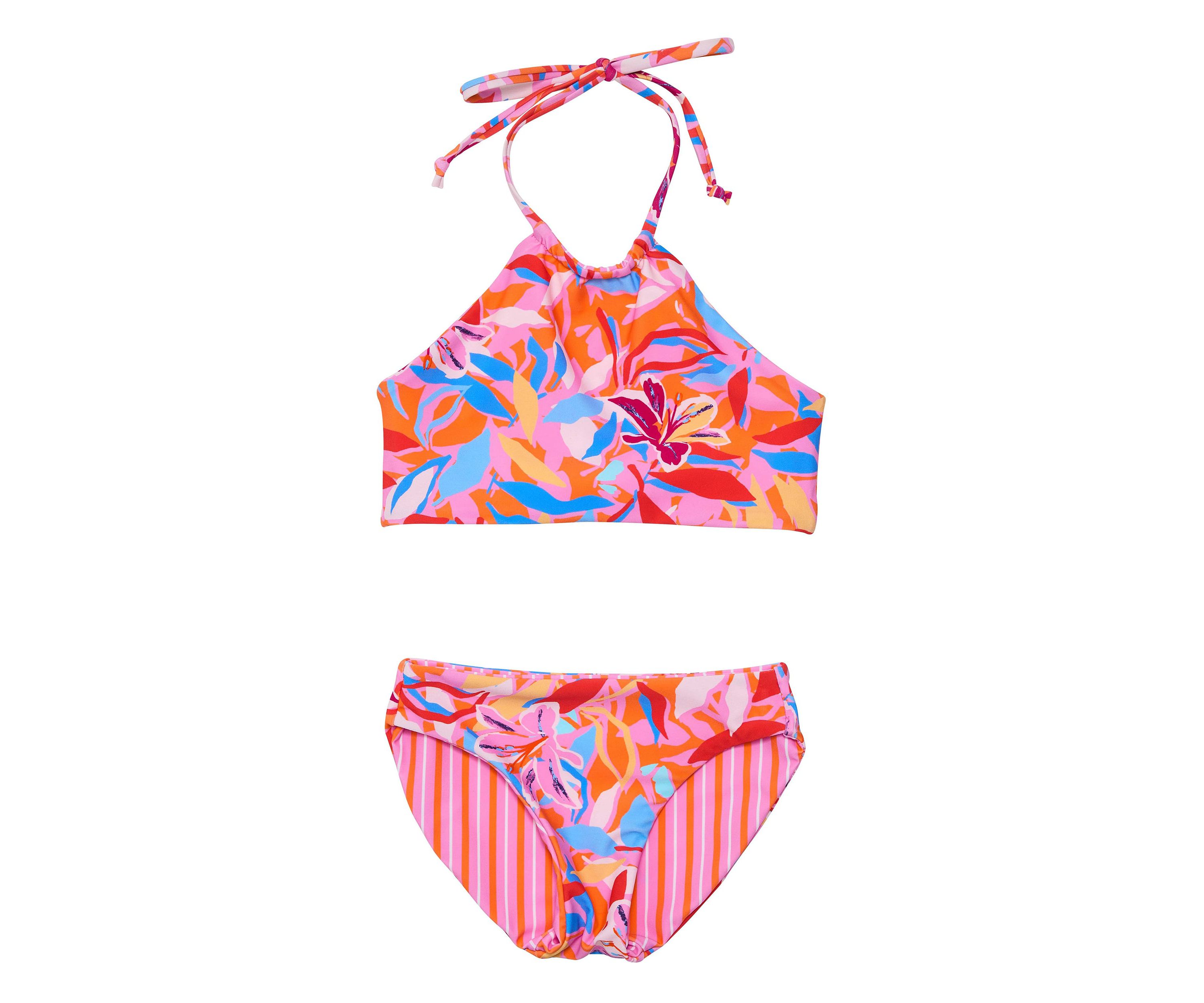 Blooming Sunset Sustainable Reversible Halter Bikini