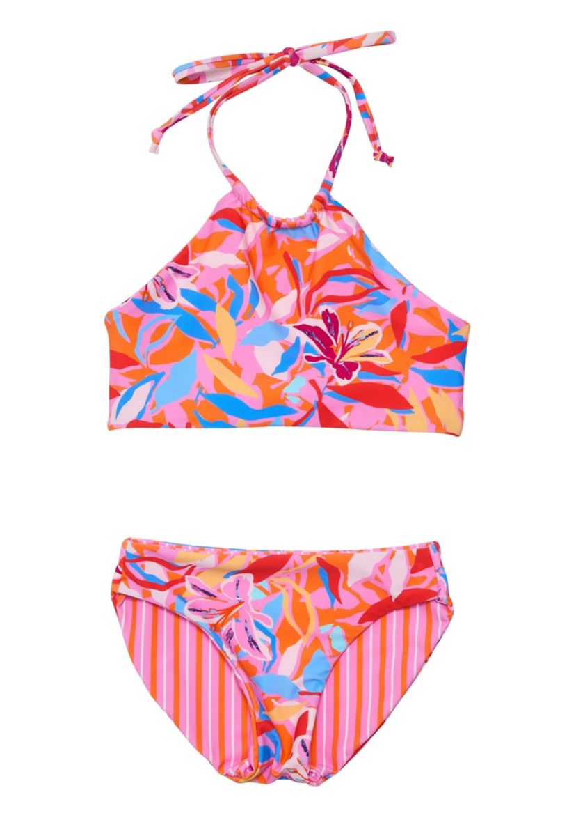 Blooming Sunset Sustainable Reversible Halter Bikini