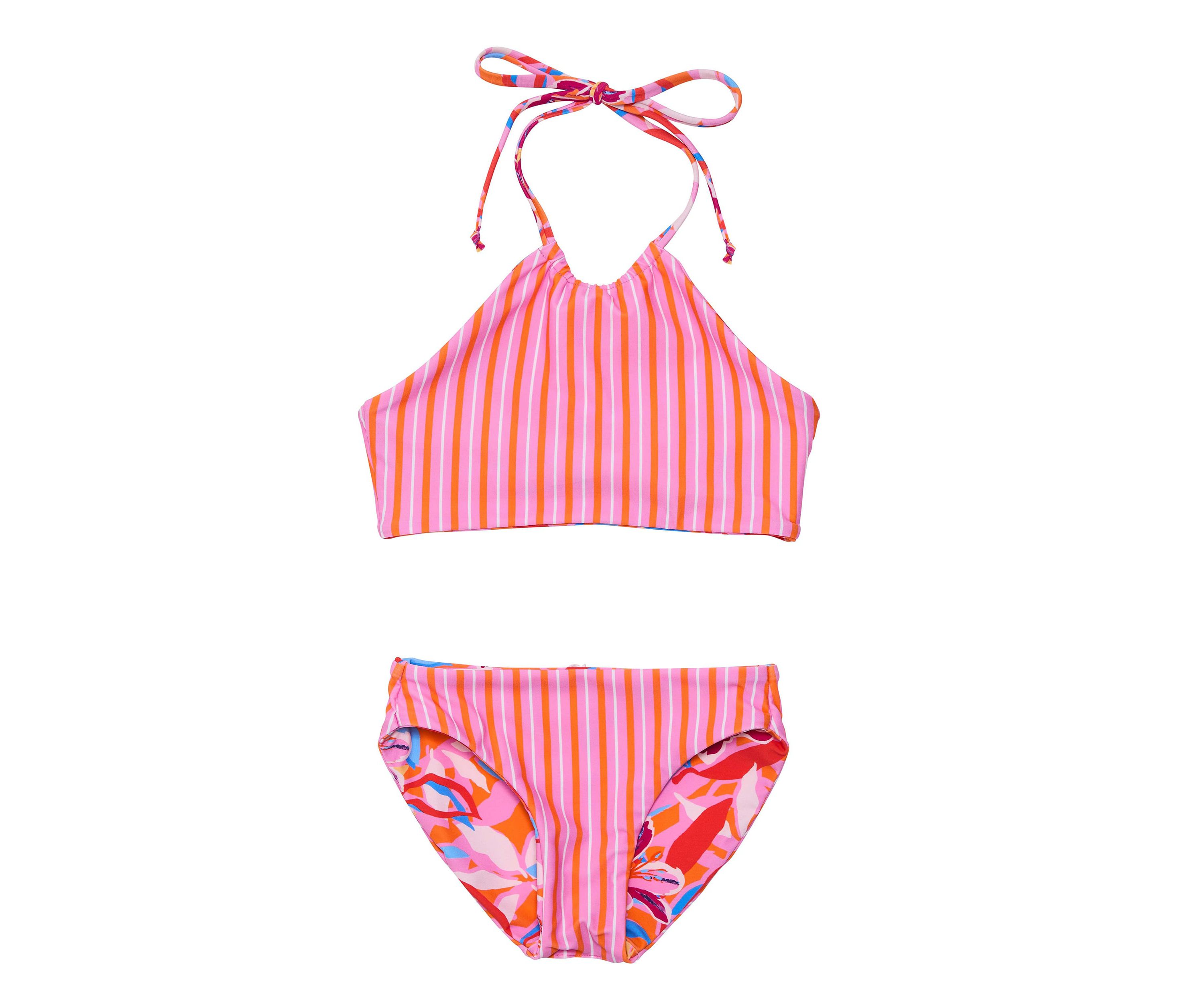 Blooming Sunset Sustainable Reversible Halter Bikini