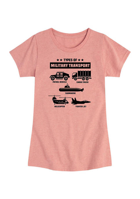 Instant Message Girls 7-16 Military Transport Graphic T-Shirt