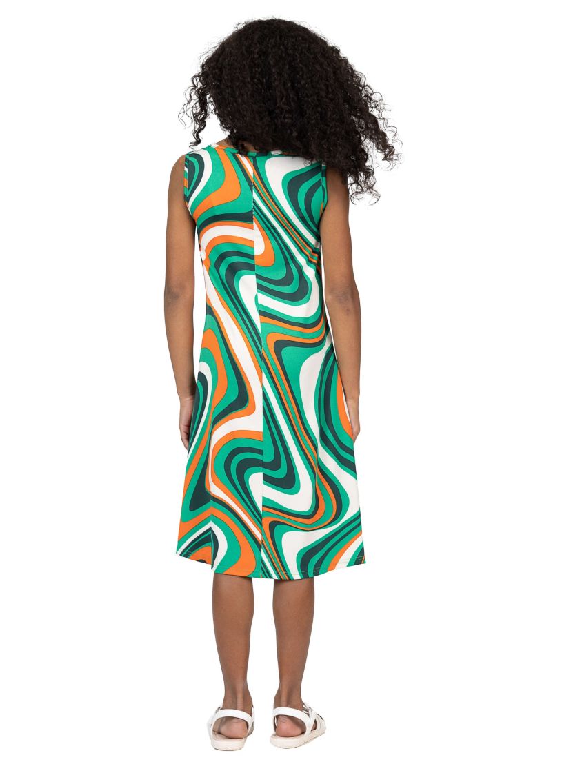 Girls Patchwork Print Sleeveless Pockets Dress