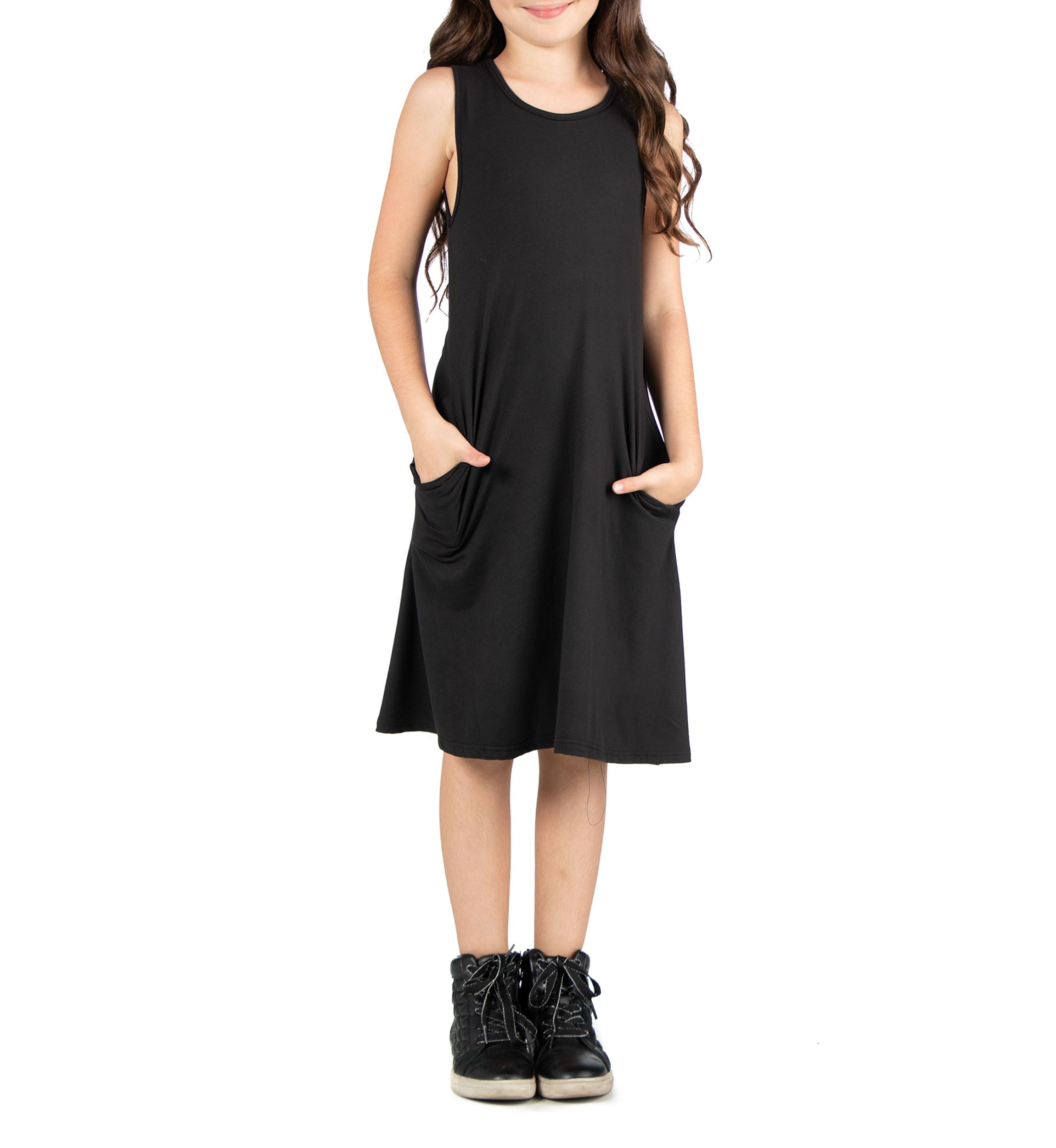 Girls Sleeveless Pocket Swing Dress