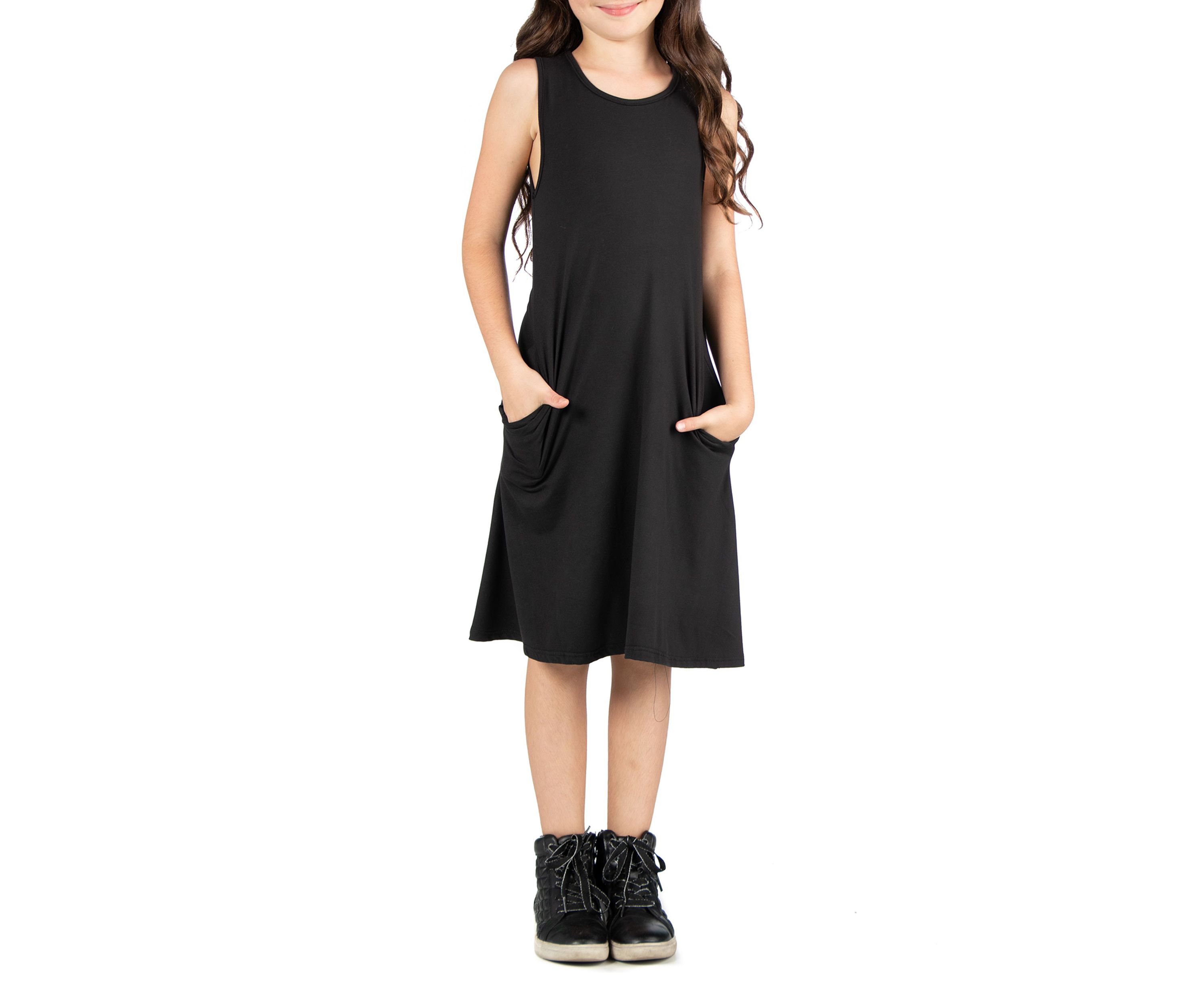 Girls Sleeveless Pocket Swing Dress