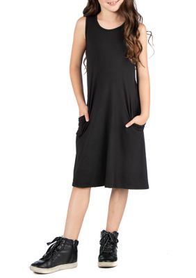 Girls Sleeveless Pocket Swing Dress