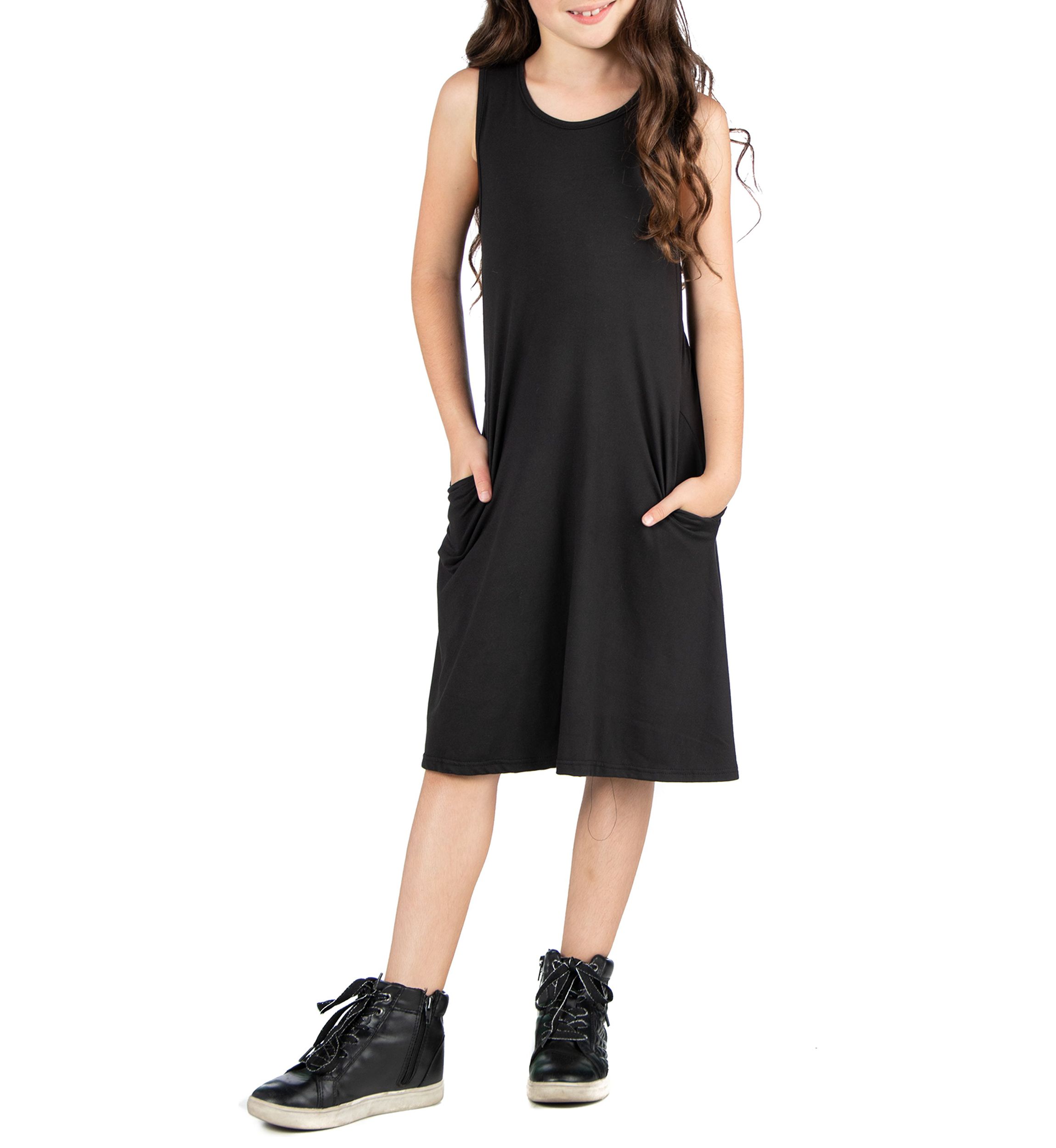Girls Sleeveless Pocket Swing Dress