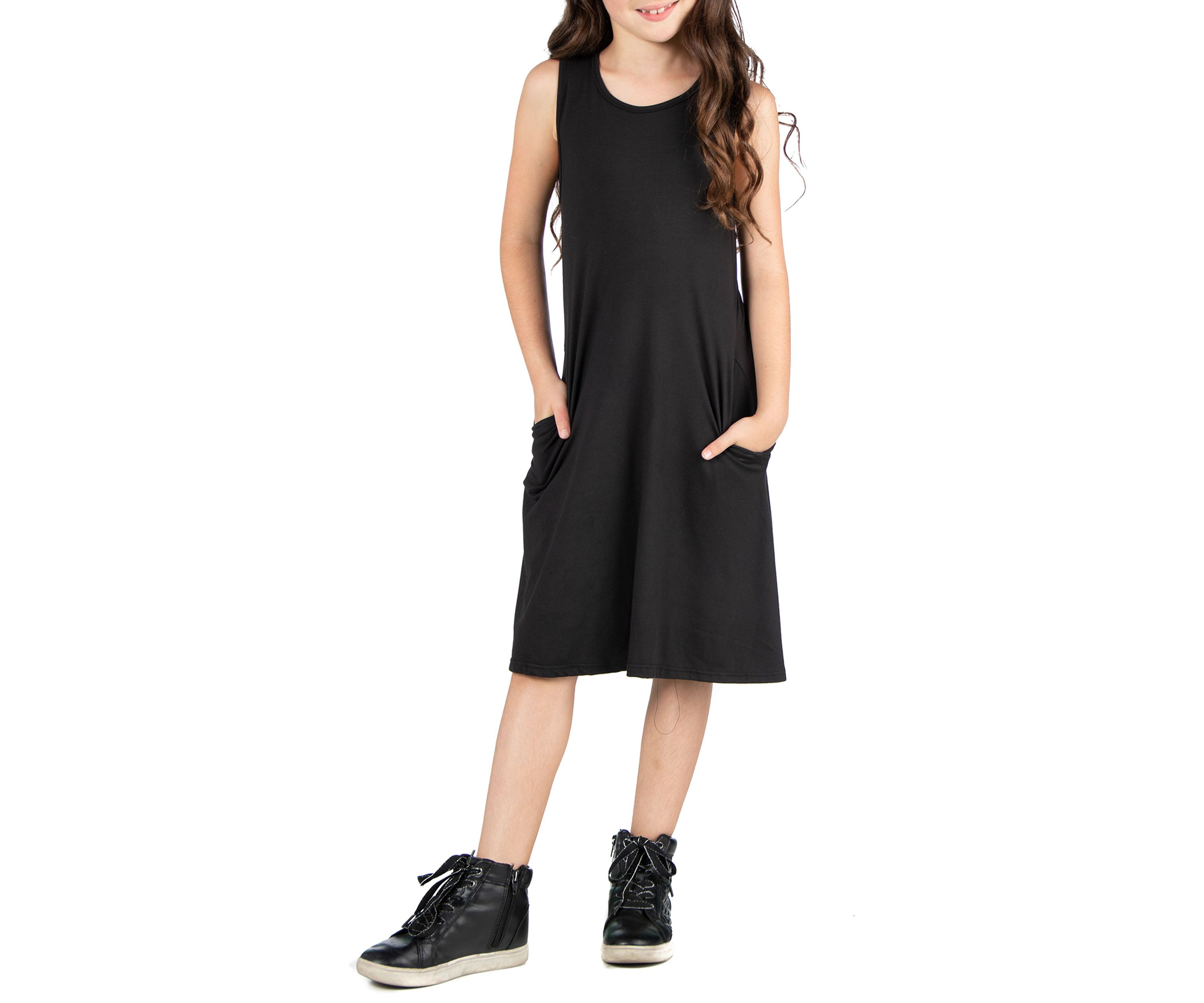 Girls Sleeveless Pocket Swing Dress