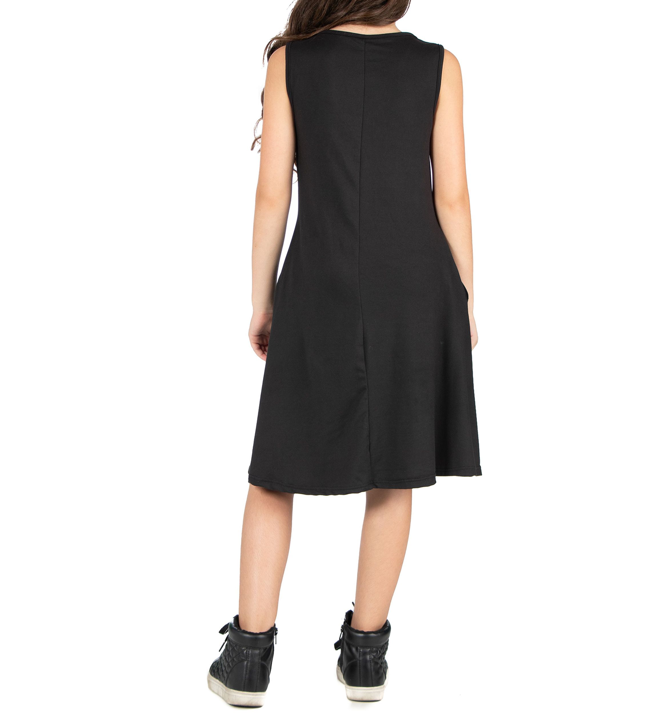 Girls Sleeveless Pocket Swing Dress