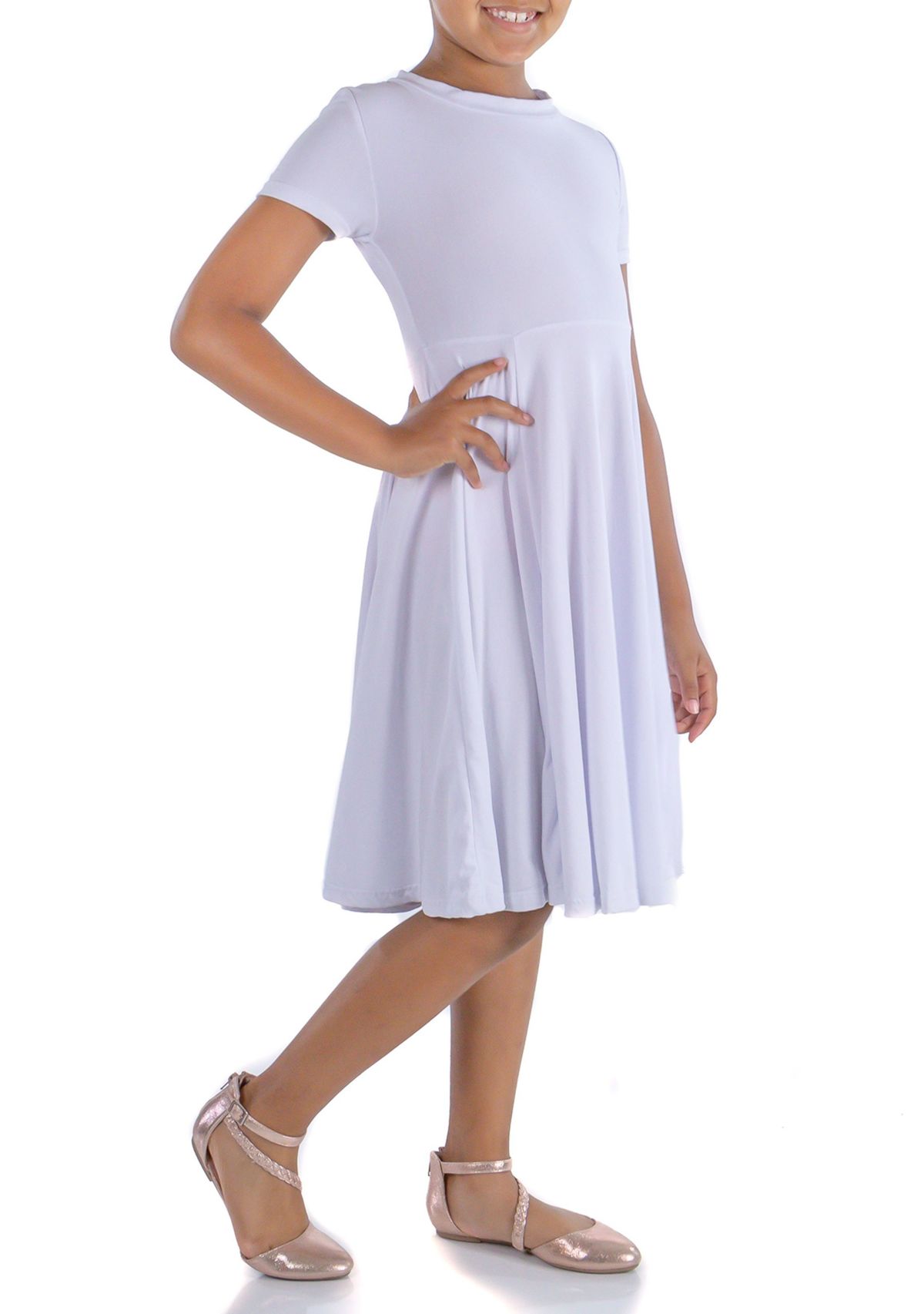 Girls Flowy Short Sleeve Dress