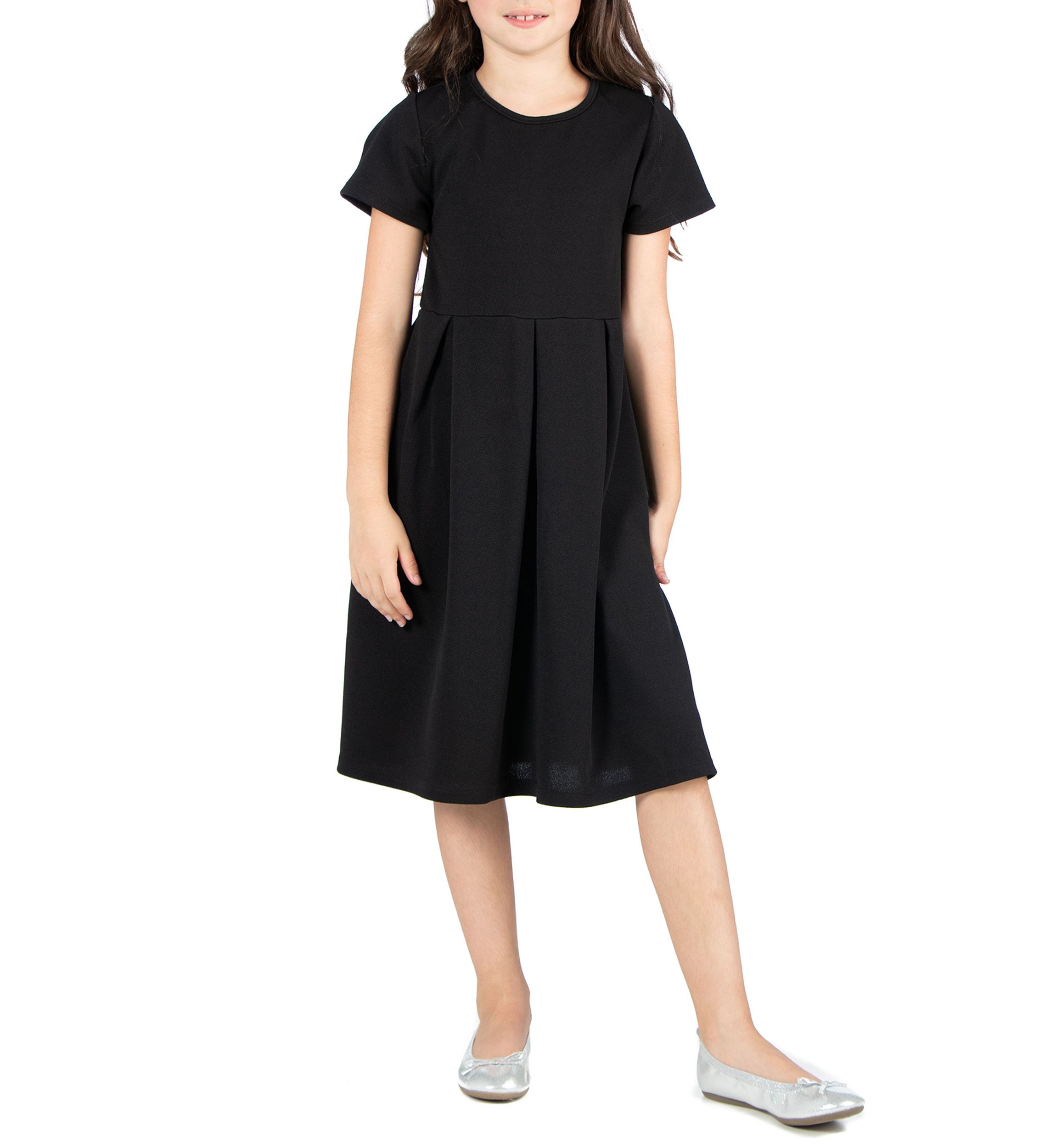 Girls Short Sleeve Pleated Party Dress