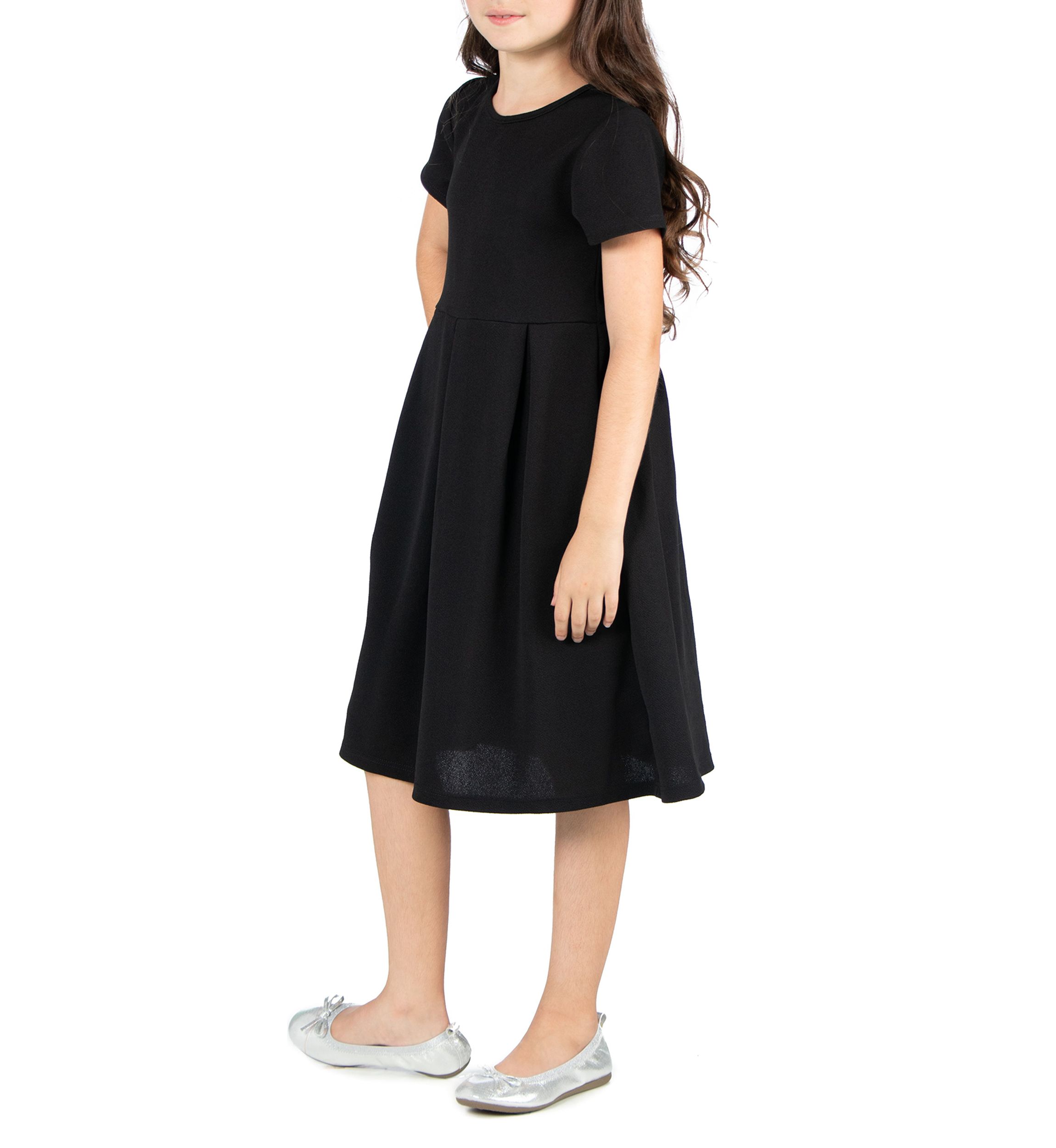 Girls Short Sleeve Pleated Party Dress