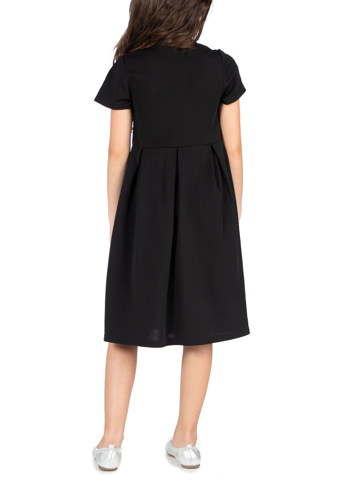 Girls Short Sleeve Pleated Party Dress