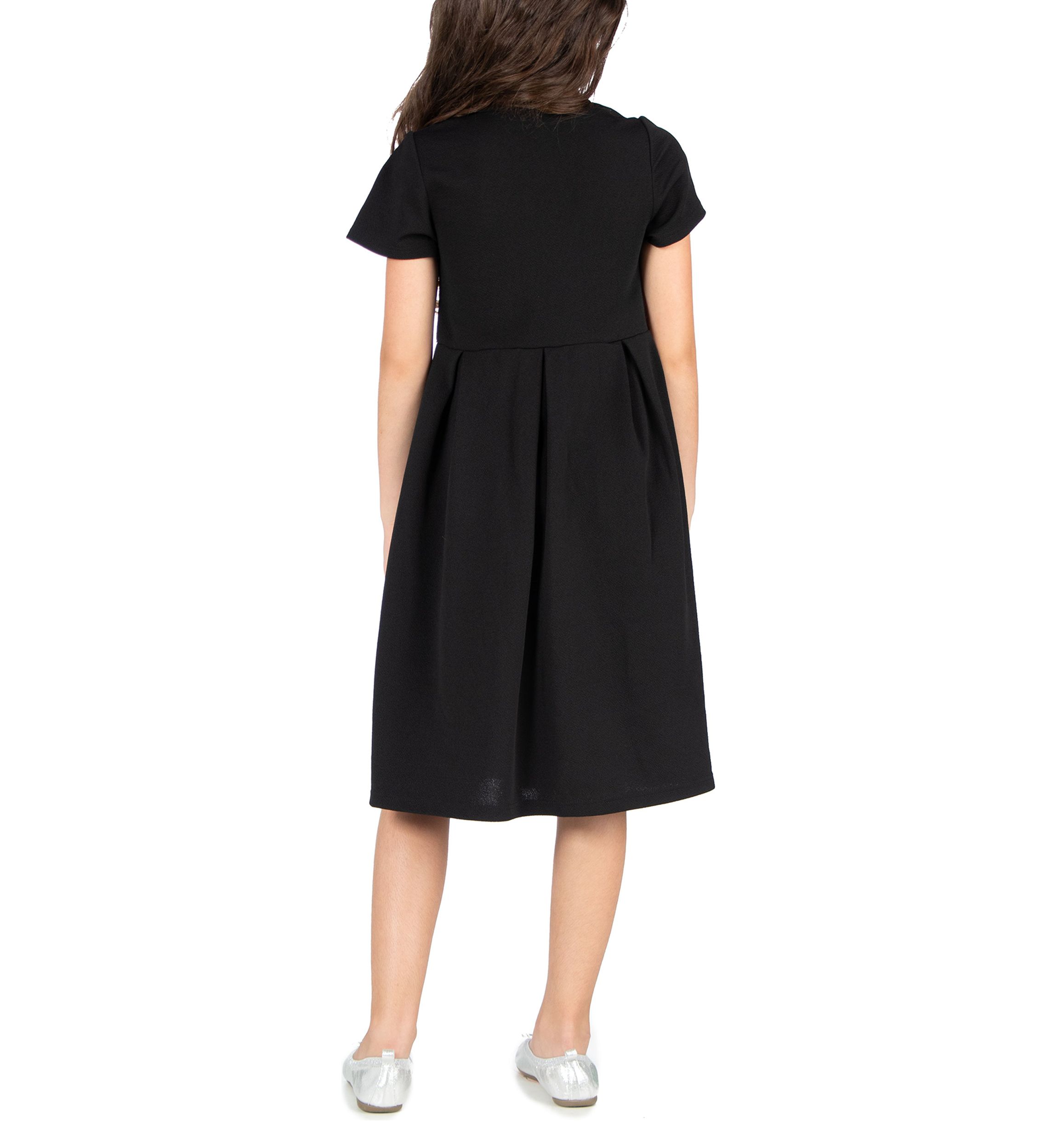 Girls Short Sleeve Pleated Party Dress