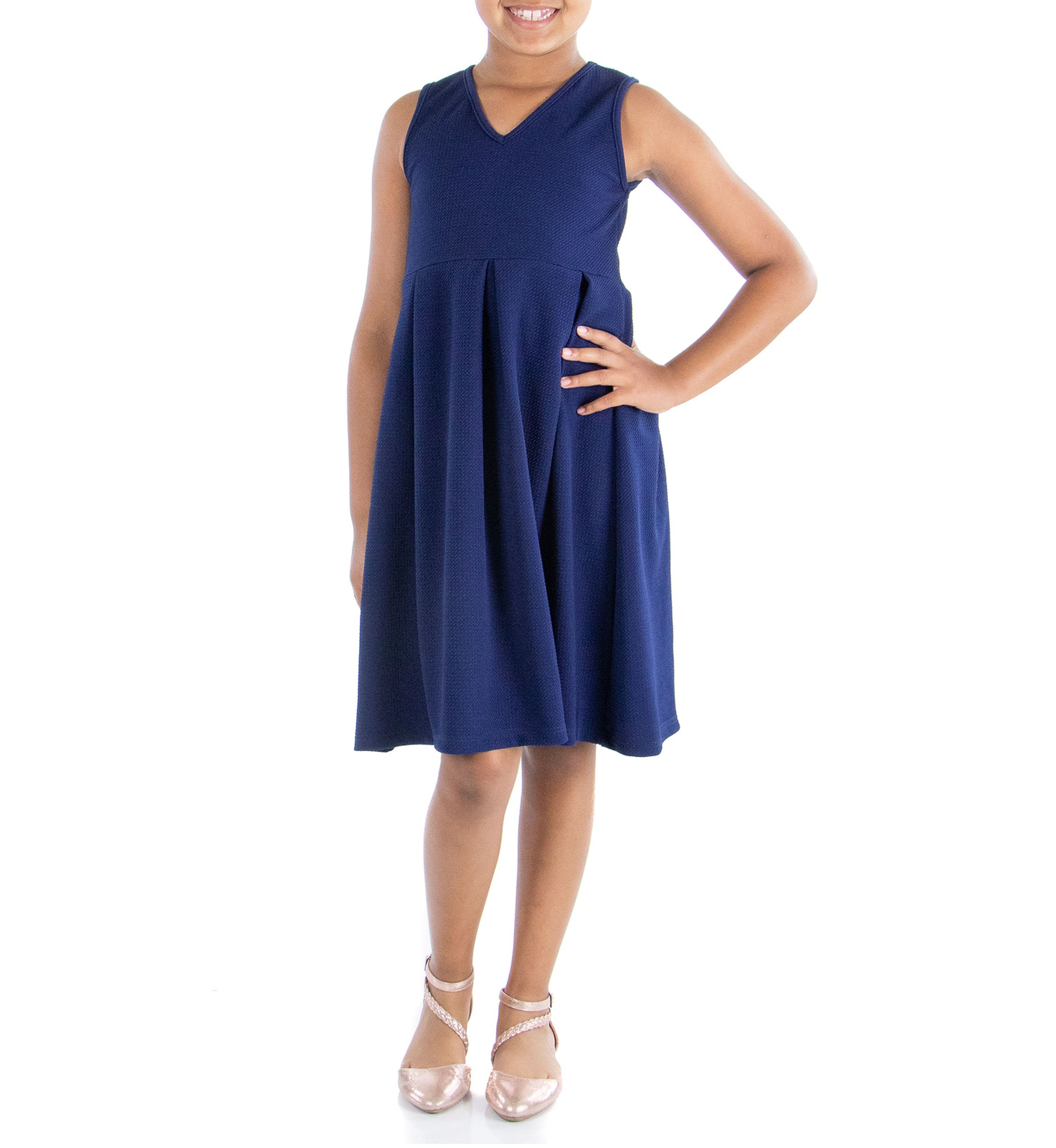 Girls Sleeveless Pleated Party Dress