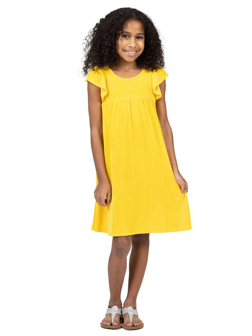 Girls Ruffle Cap Sleeve Knee Length Babydoll Dress