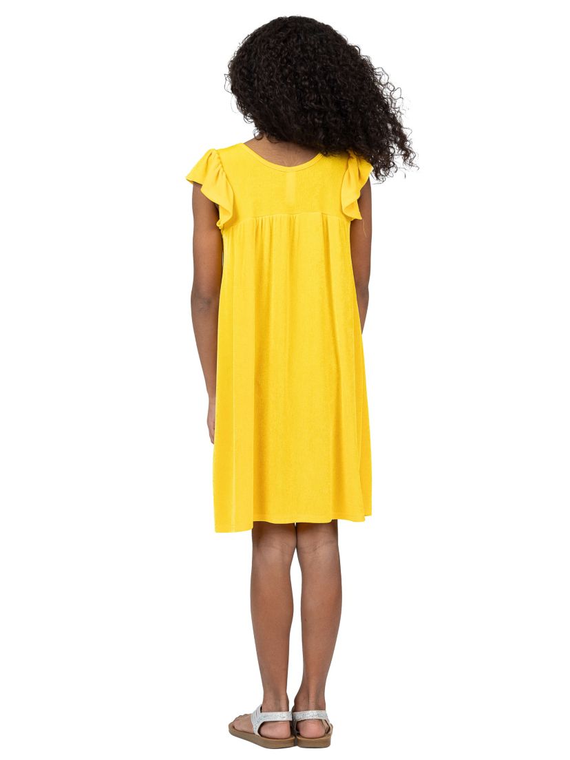 Girls Ruffle Cap Sleeve Knee Length Babydoll Dress