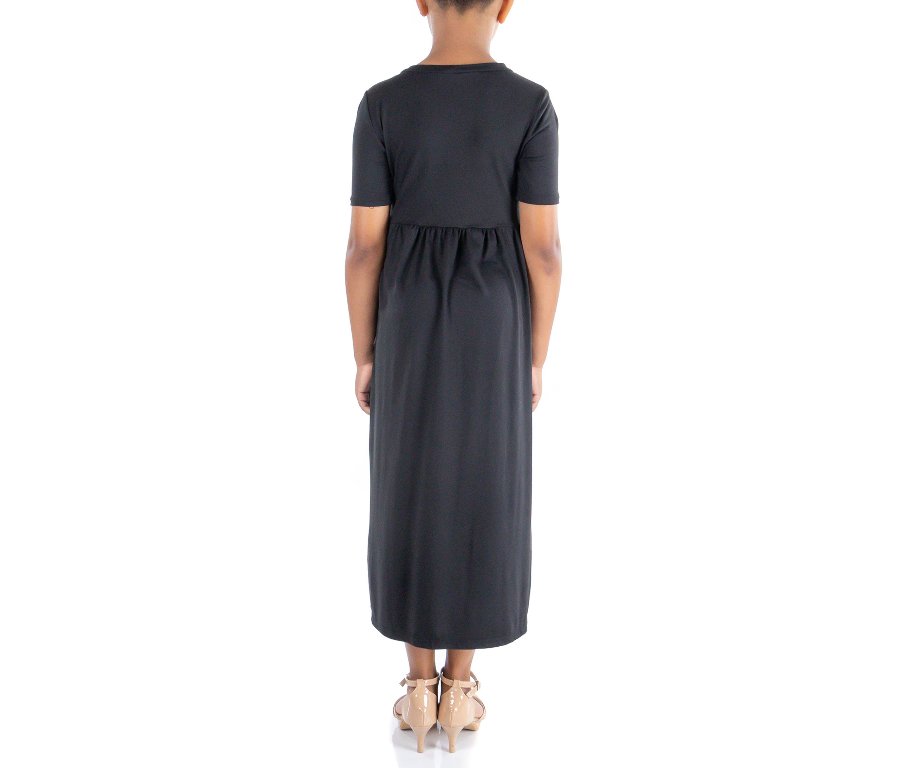 Girls Short Sleeve Pleated Midi Dress
